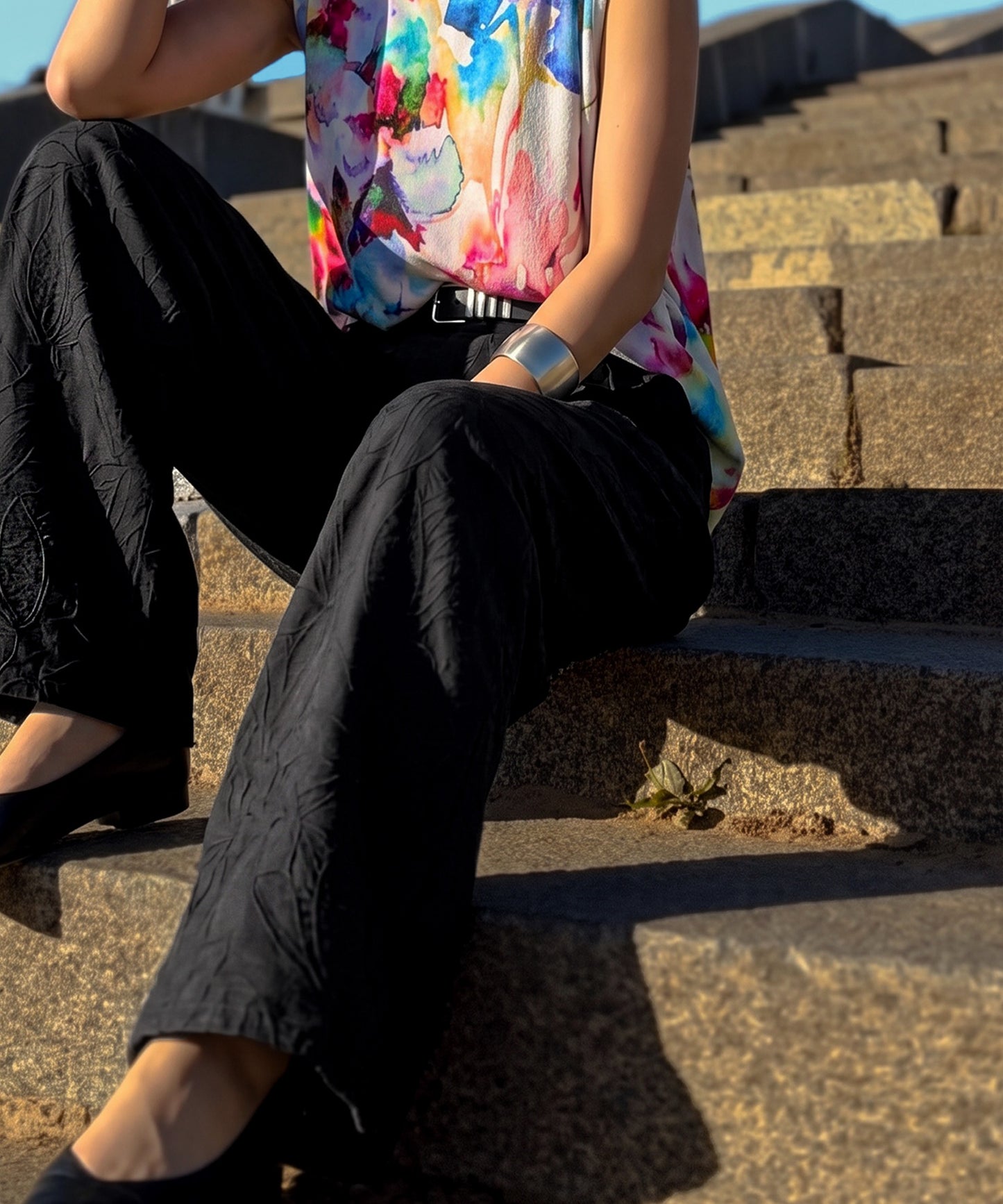 NUUUII Floral Embroidered Wide-Leg Pants With Pleats Ladies