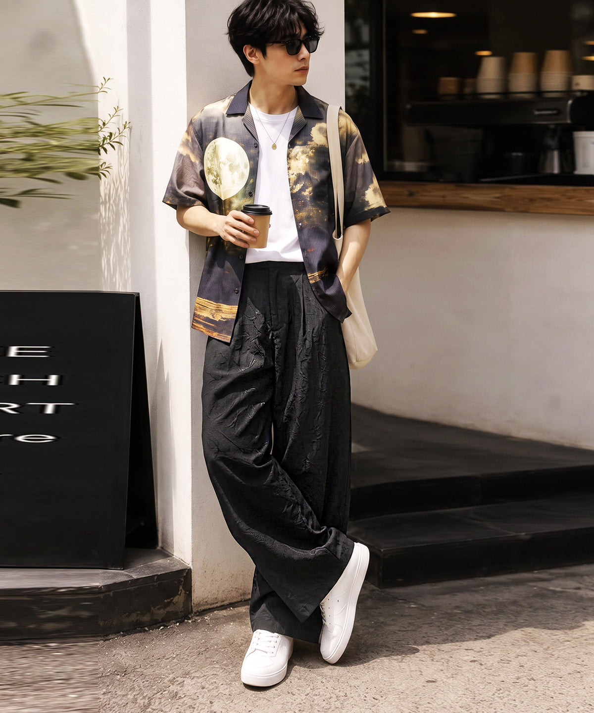 NUUUII Floral Embroidered Wide-Leg Pants With Pleats Men’s