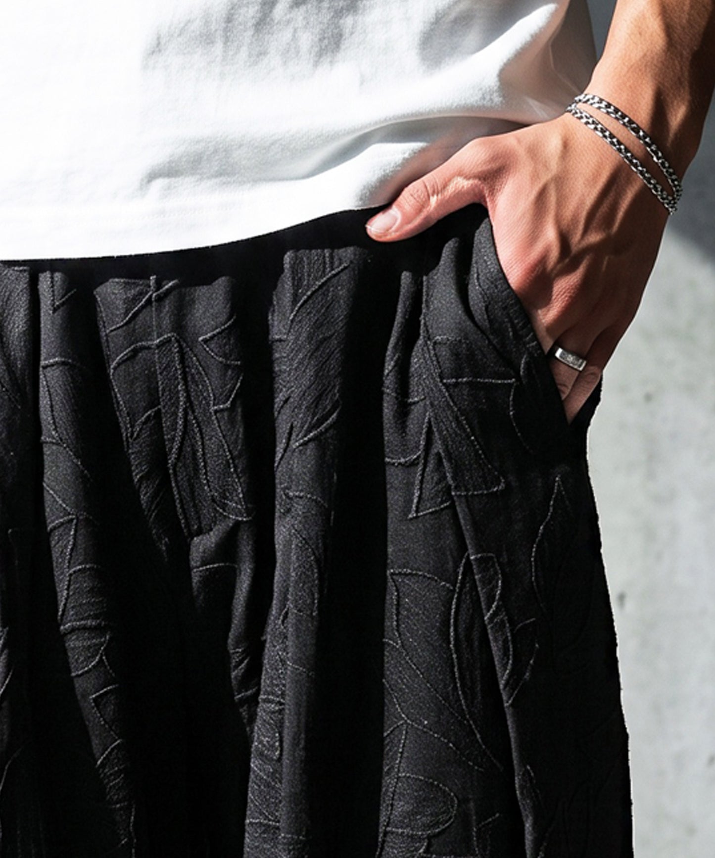 NUUUII Floral Embroidered Wide-Leg Pants With Pleats Men’s