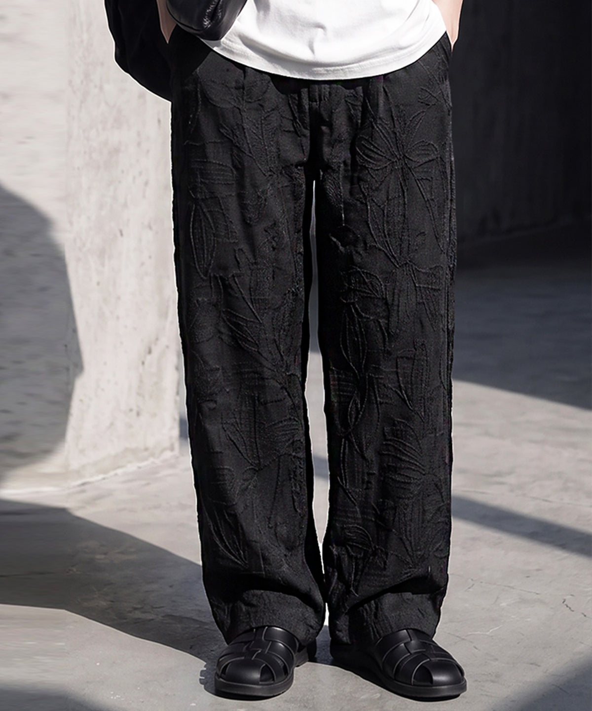 NUUUII Floral Embroidered Wide-Leg Pants With Pleats Men’s