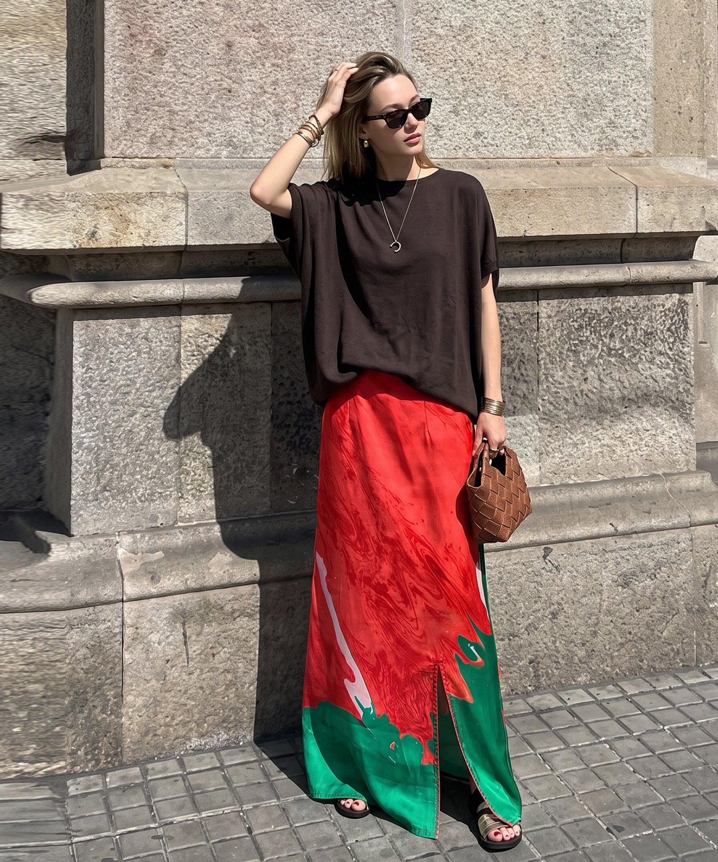 NUUUII I-Line Slit Art Skirt Ladies