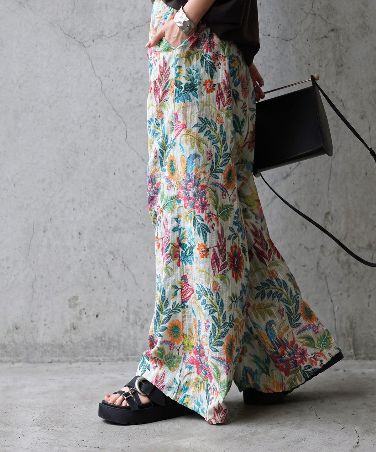 NUUUII 100% Cotton Botanical Floral Wide-Leg Pants Ladies