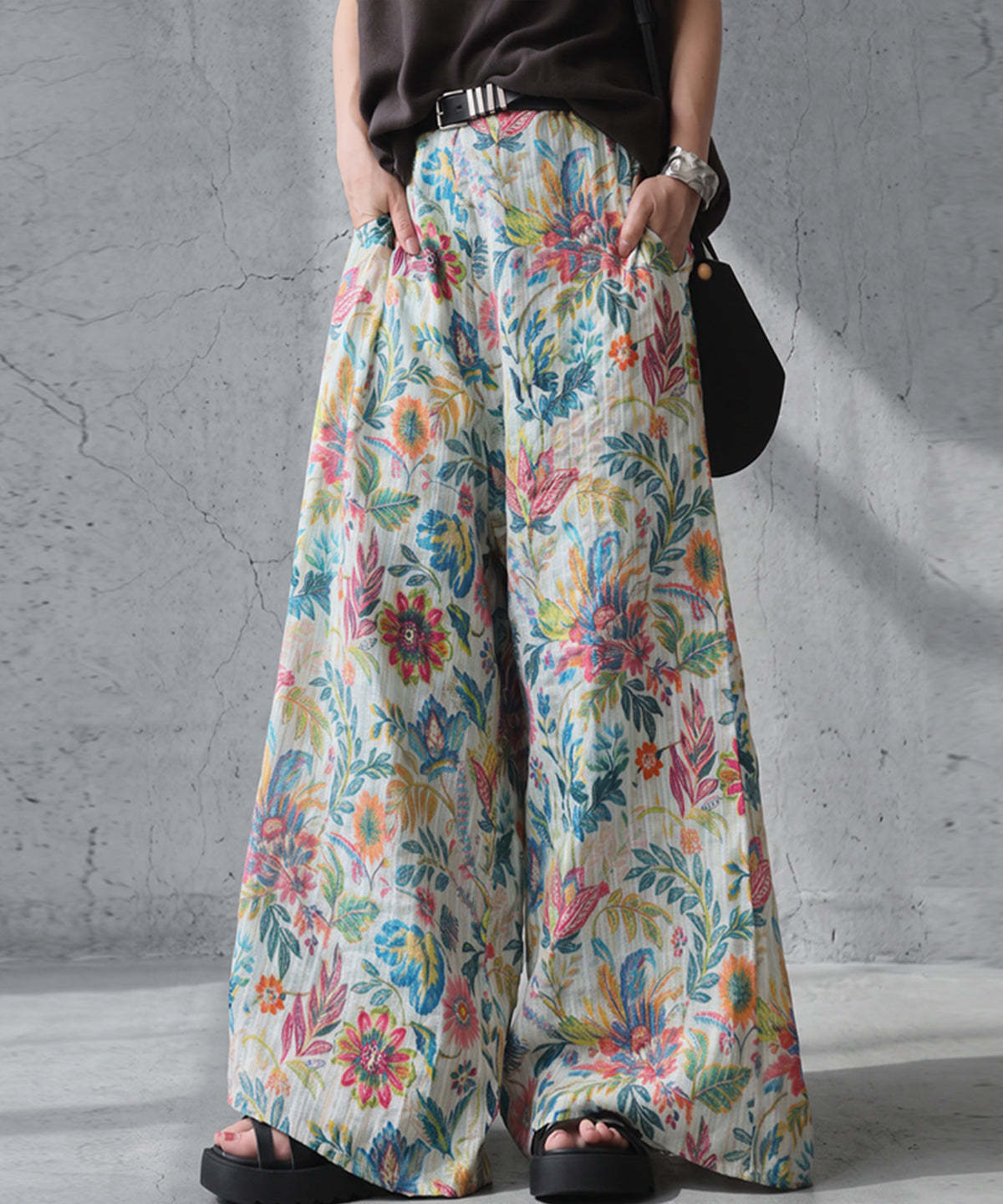 NUUUII 100% Cotton Botanical Floral Wide-Leg Pants Ladies