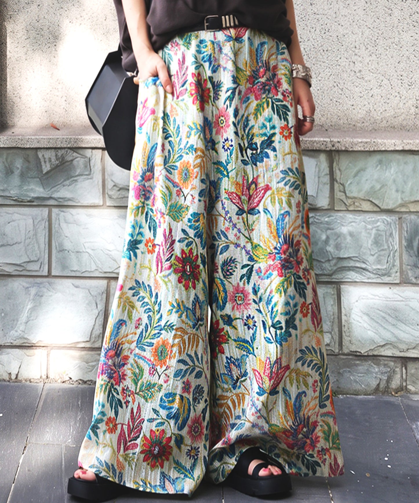 NUUUII 100% Cotton Botanical Floral Wide-Leg Pants Ladies