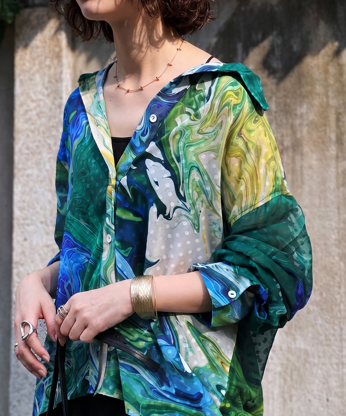 NUUUII Art Print Sheer Blouse Ladies