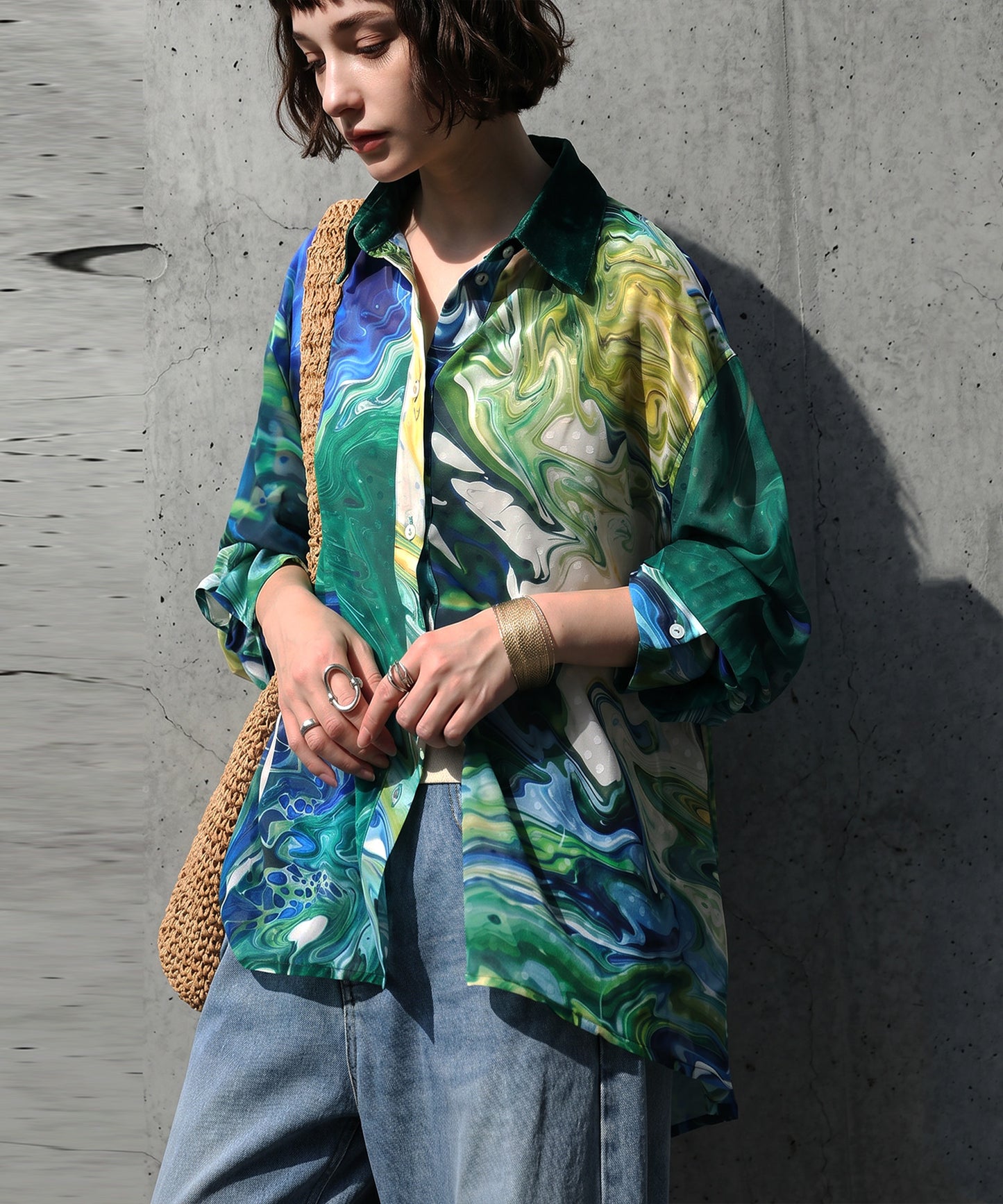 NUUUII Art Print Sheer Blouse Ladies