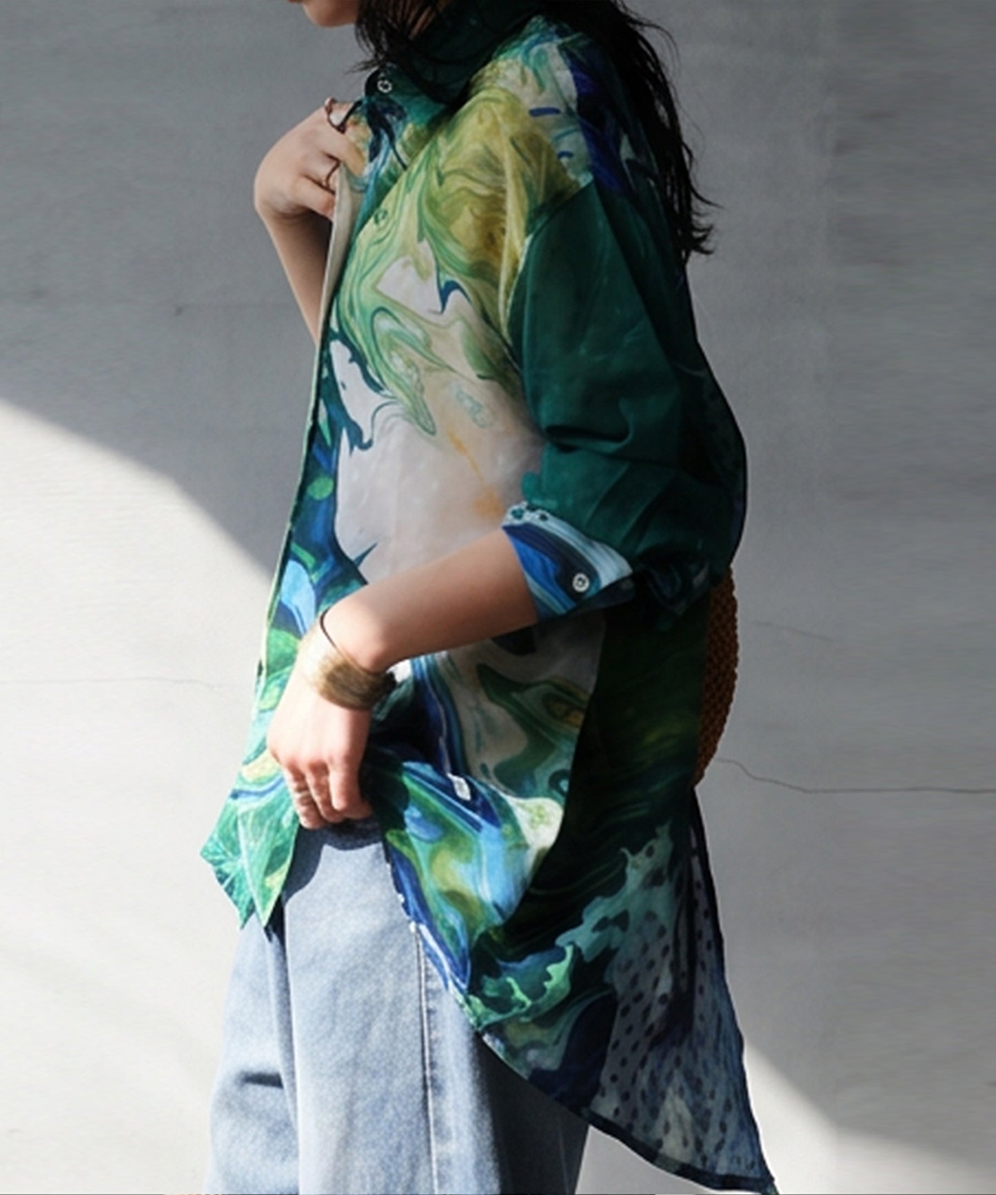NUUUII Art Print Sheer Blouse Ladies