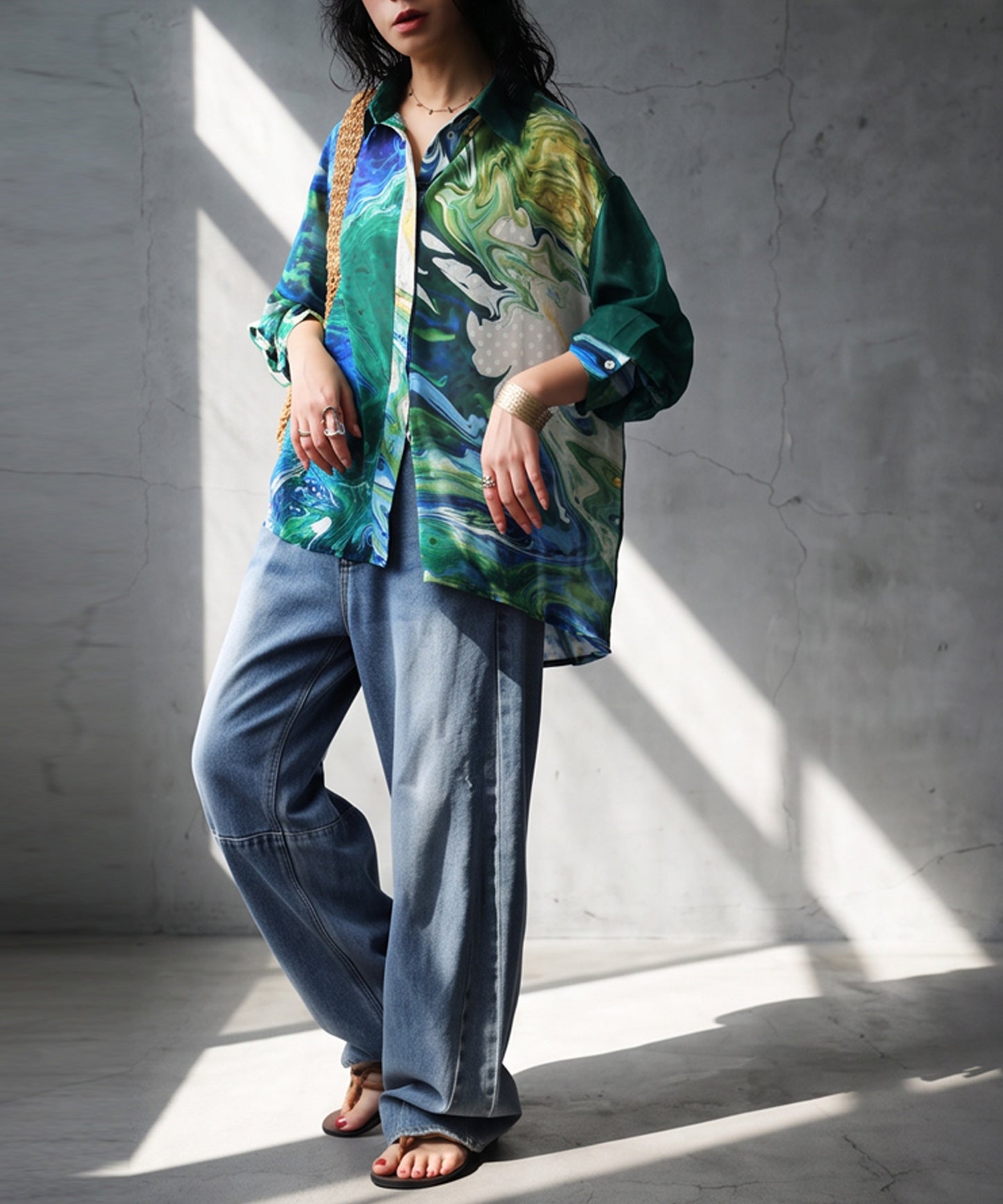 NUUUII Art Print Sheer Blouse Ladies