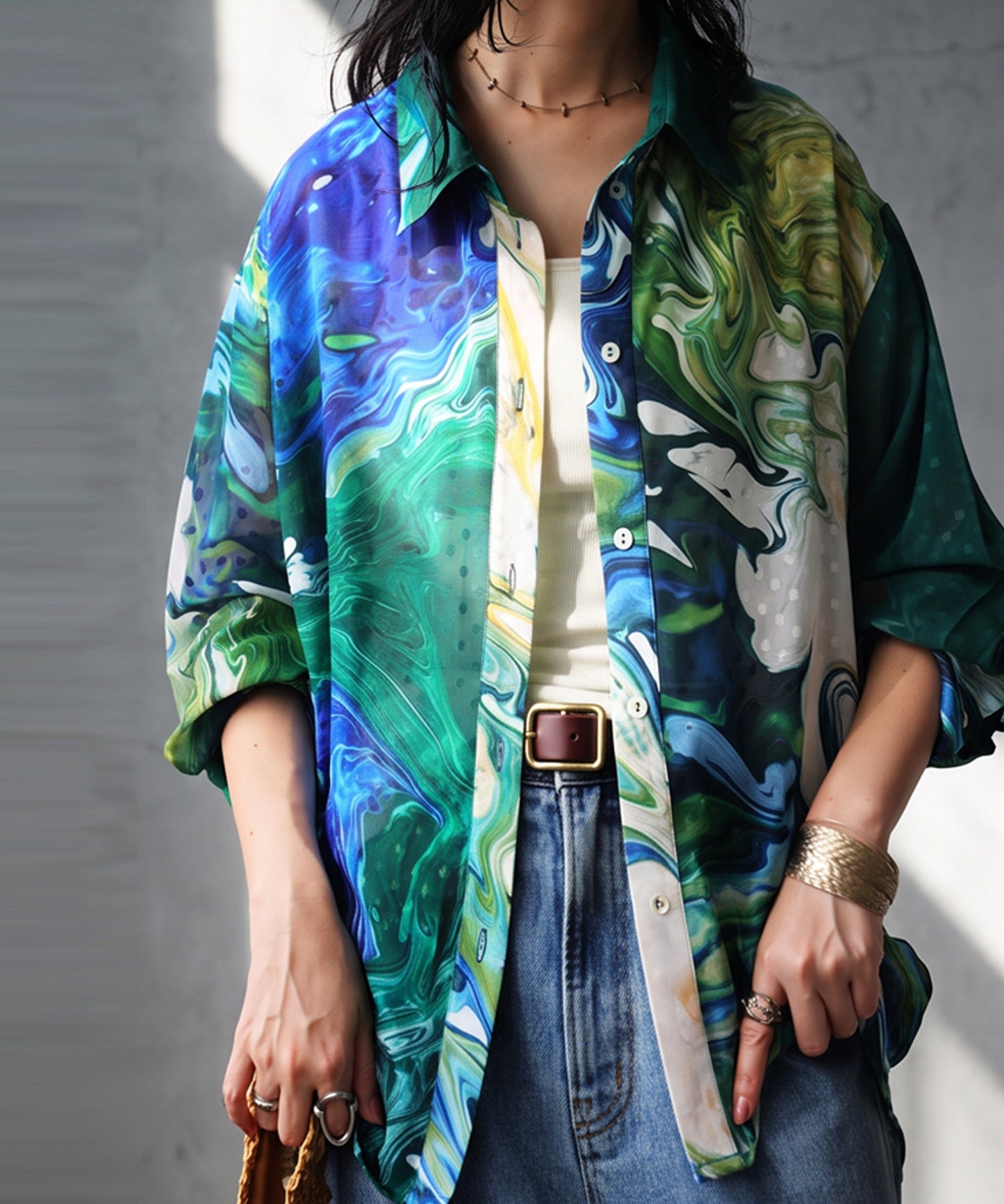 NUUUII Art Print Sheer Blouse Ladies