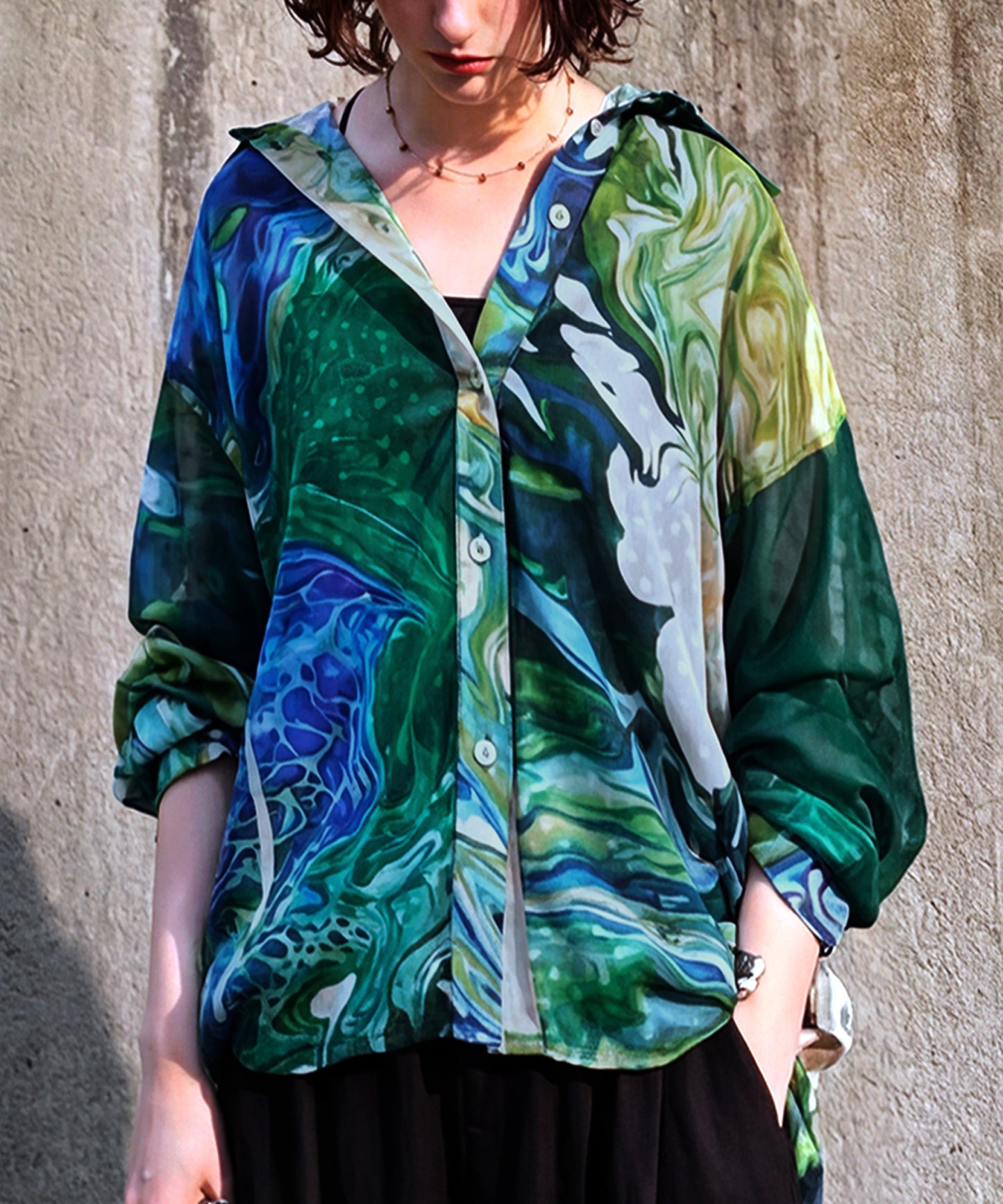 NUUUII Art Print Sheer Blouse Ladies