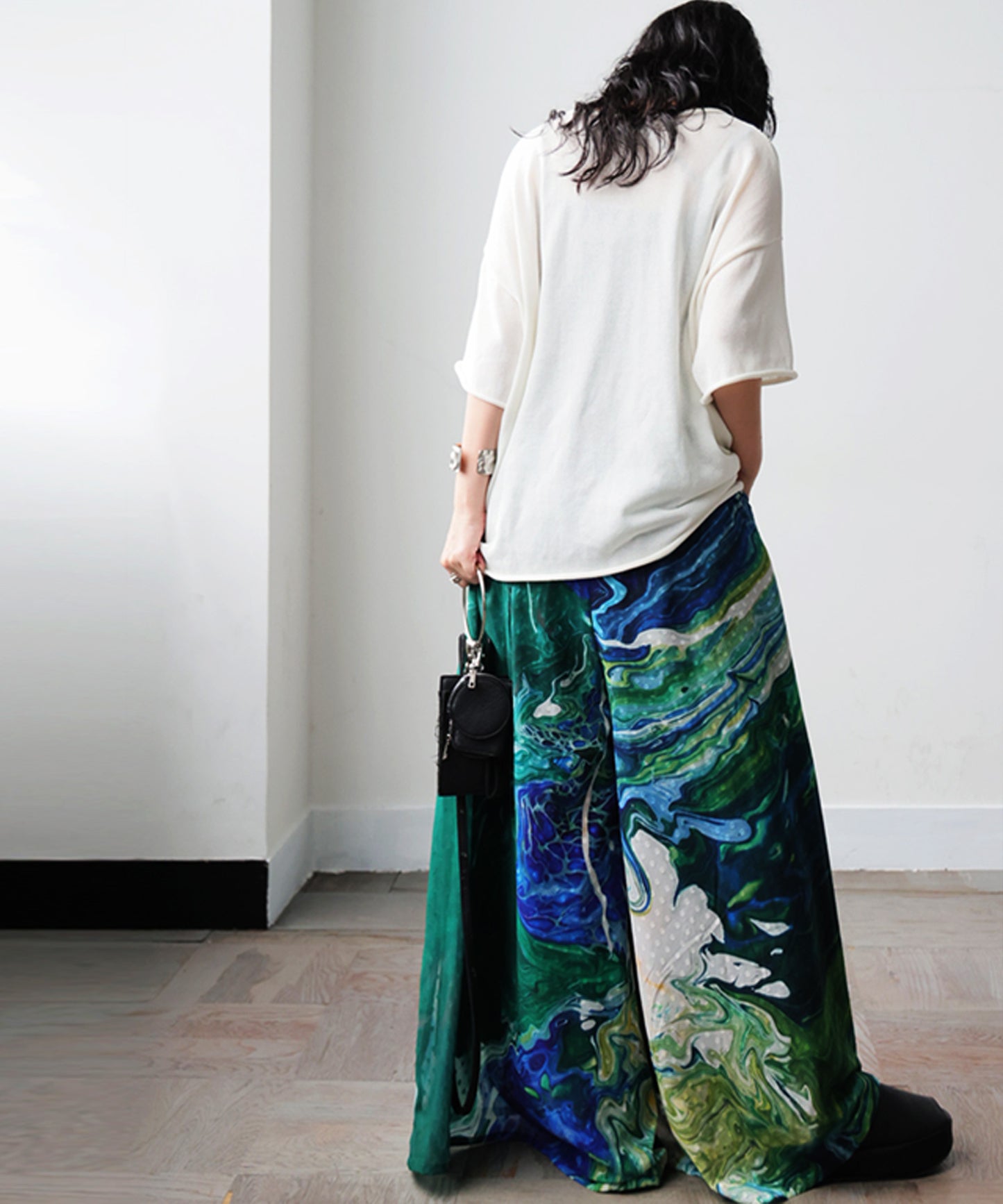 NUUUII Marble Print Art Print Wide Pants Ladies