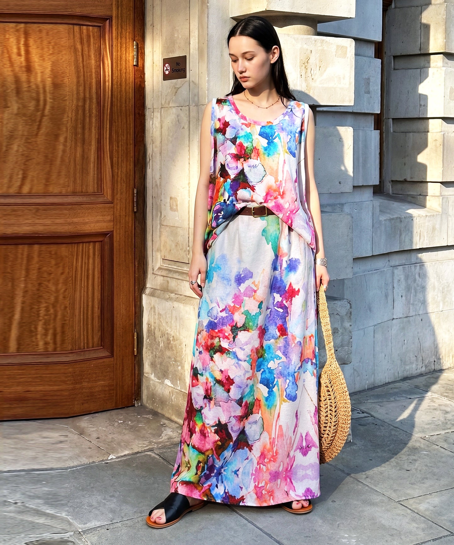 NUUUII Floral Watercolor Print Layered Tank Top Ladies