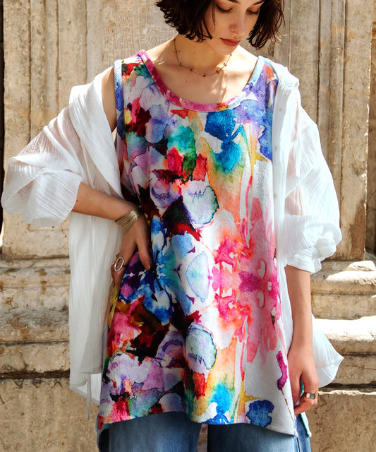 NUUUII Floral Watercolor Print Layered Tank Top Ladies
