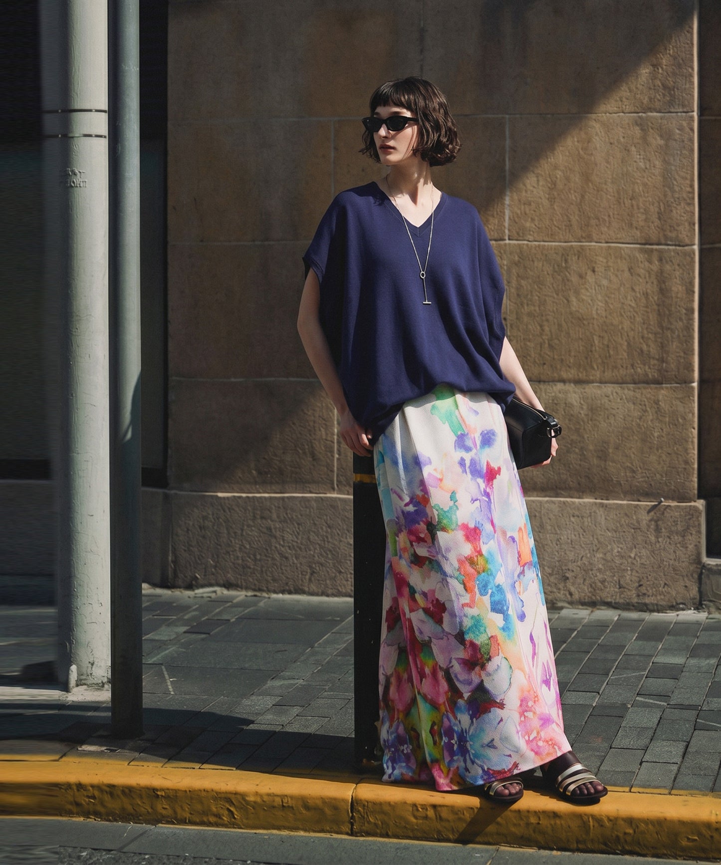 NUUUII Floral Watercolor Print All-Over Print Cotton Blend Skirt Ladies