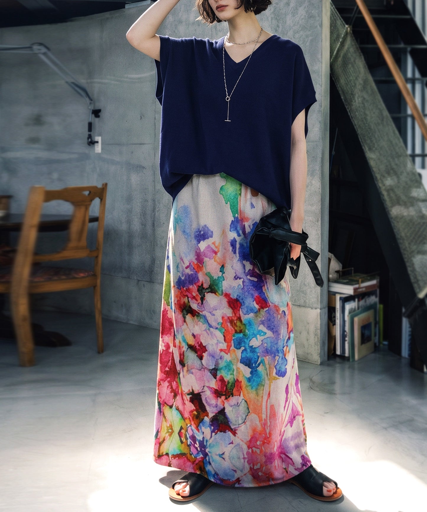 NUUUII Floral Watercolor Print All-Over Print Cotton Blend Skirt Ladies