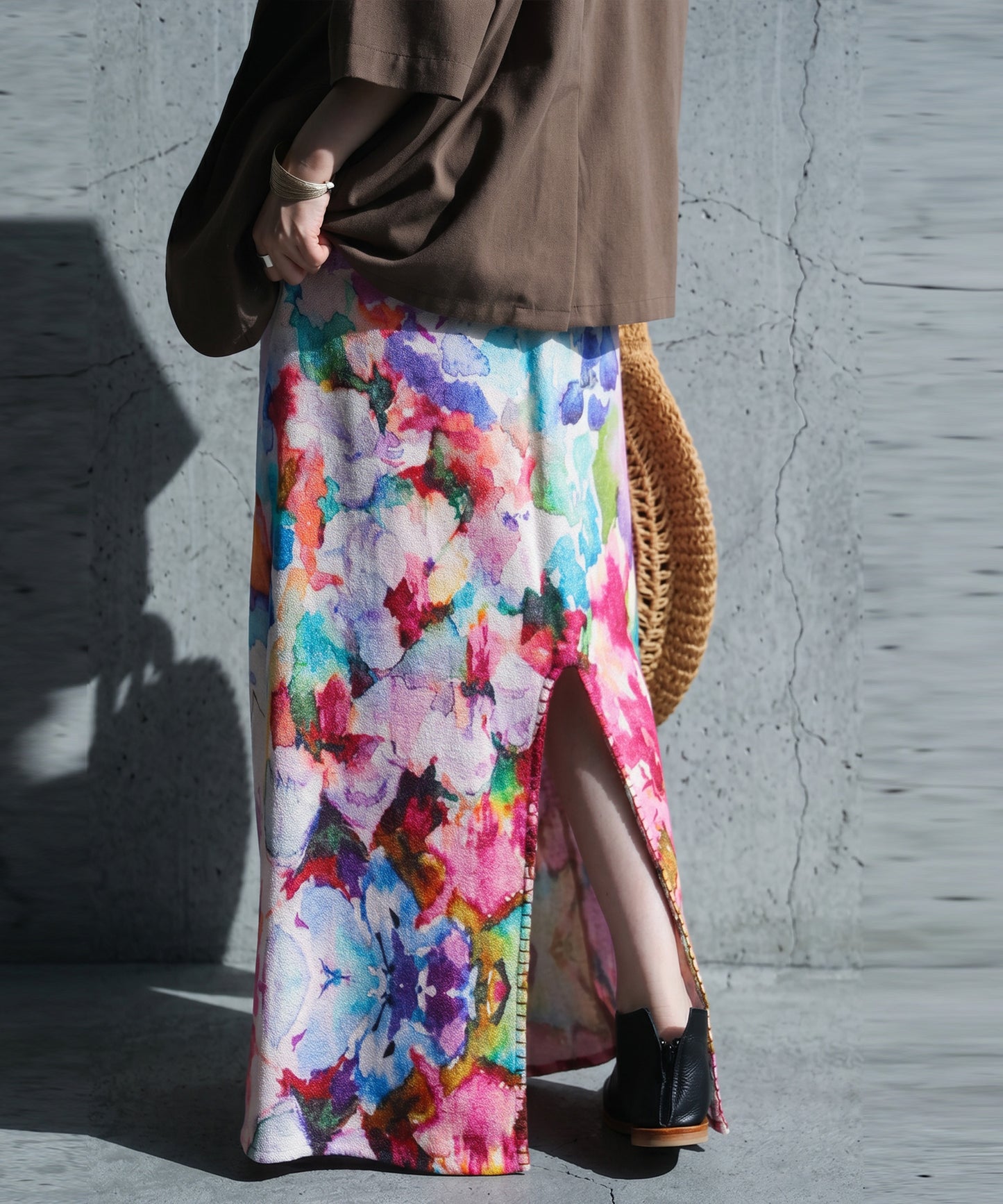 NUUUII Floral Watercolor Print All-Over Print Cotton Blend Skirt Ladies