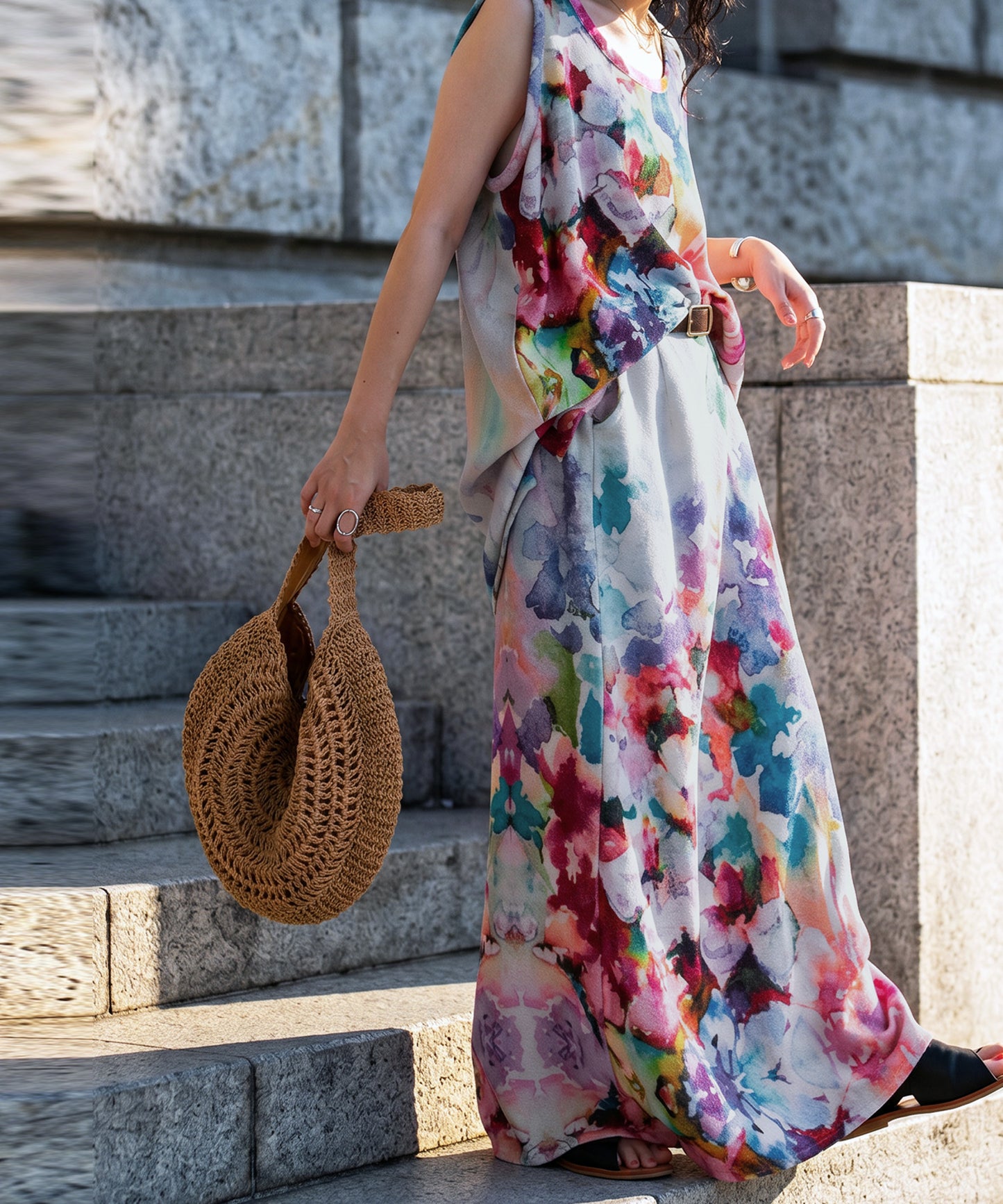 NUUUII Floral Watercolor Print All-Over Print Cotton Blend Skirt Ladies