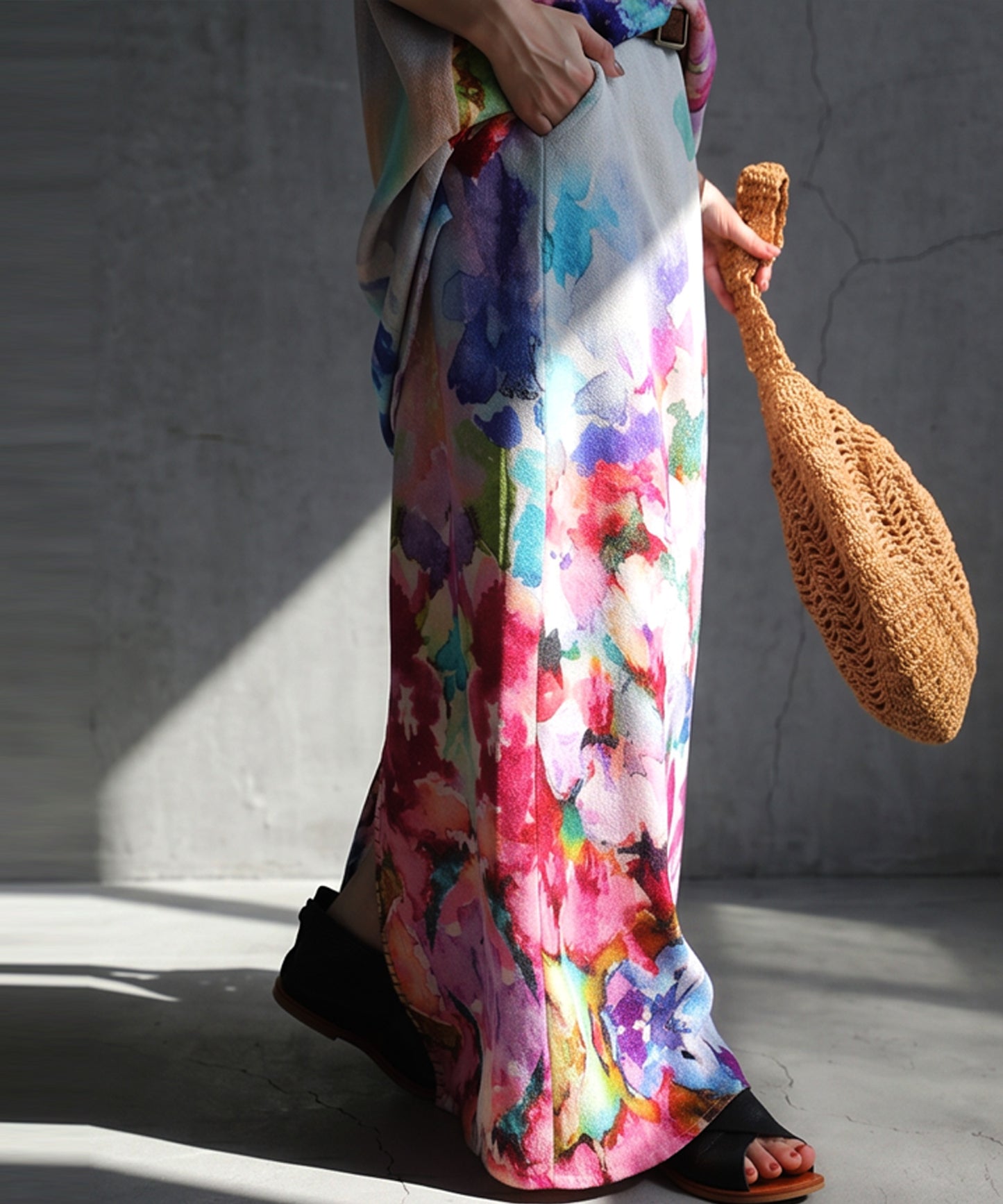 NUUUII Floral Watercolor Print All-Over Print Cotton Blend Skirt Ladies