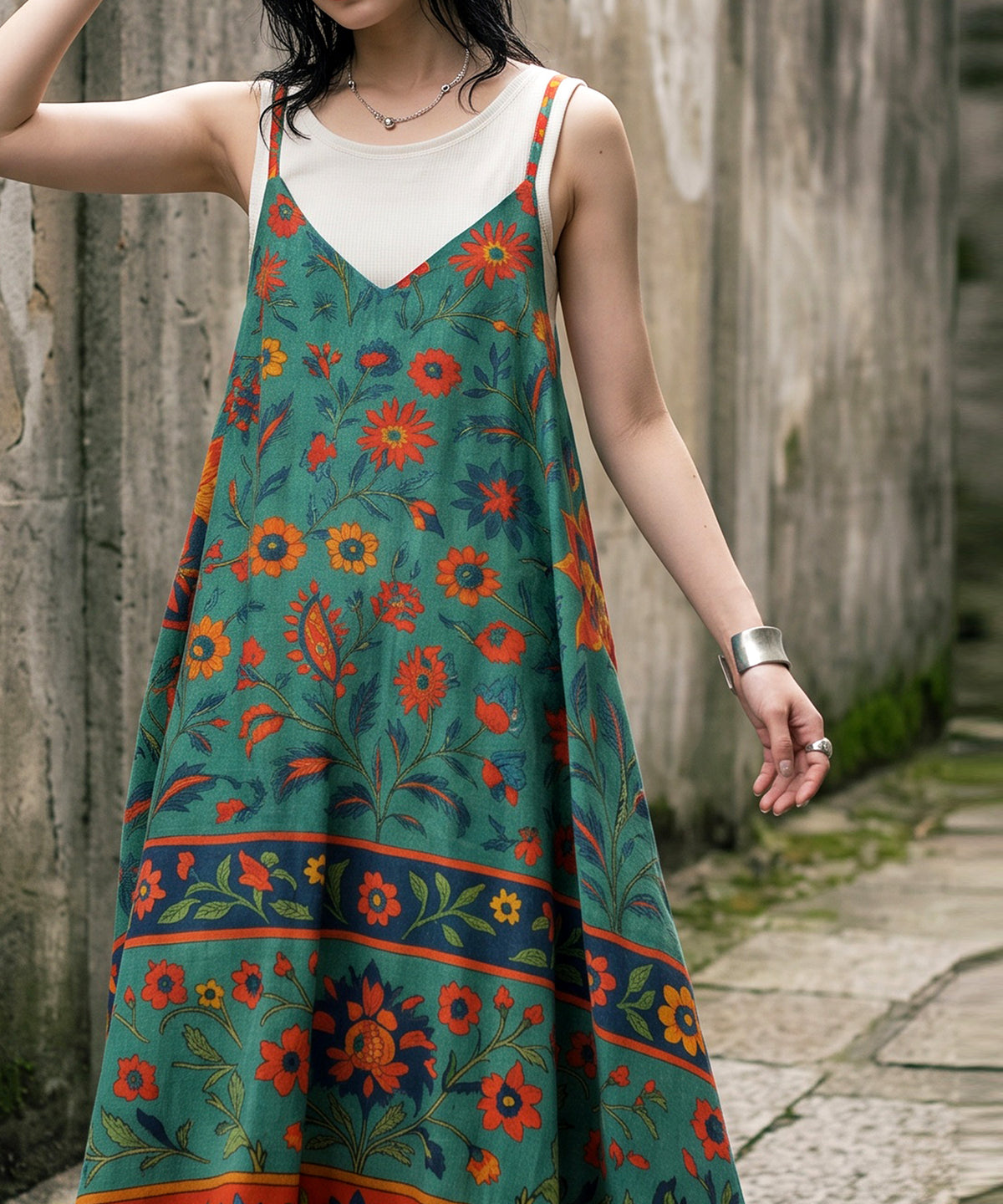 NUUUII Linen Blend Floral A-Line Camisole Dress Ladies
