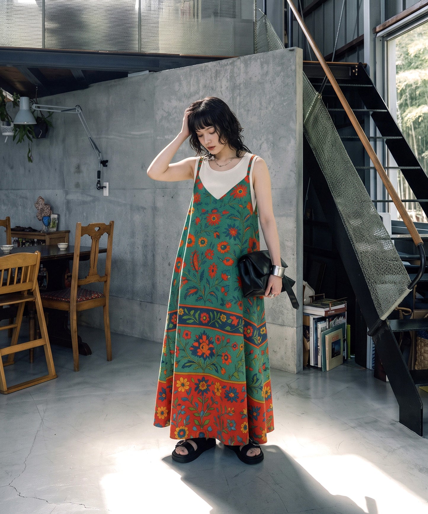 NUUUII Linen Blend Floral A-Line Camisole Dress Ladies