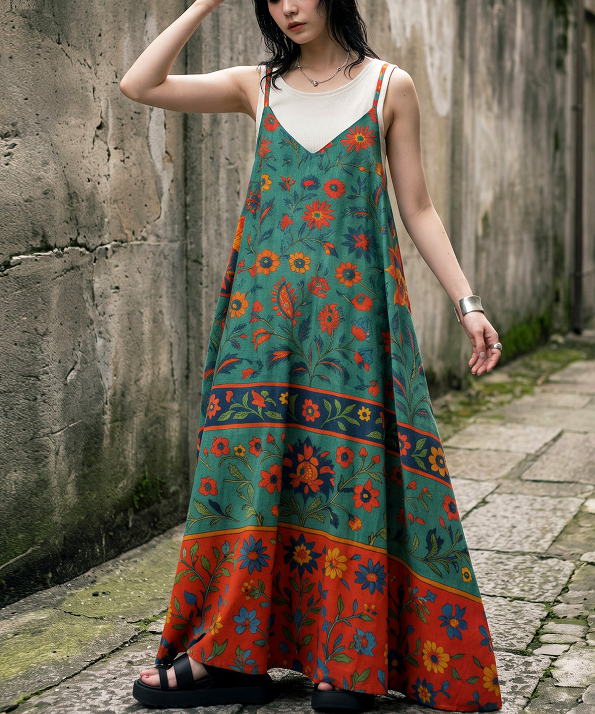 NUUUII Linen Blend Floral A-Line Camisole Dress Ladies