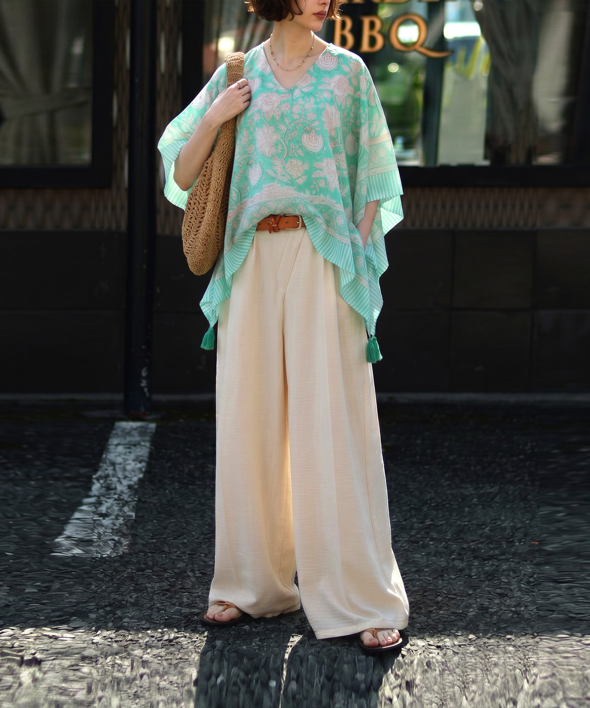 NUUUII All-Over Print, 100% Cotton, Paisley Pattern Poncho Blouse Ladies