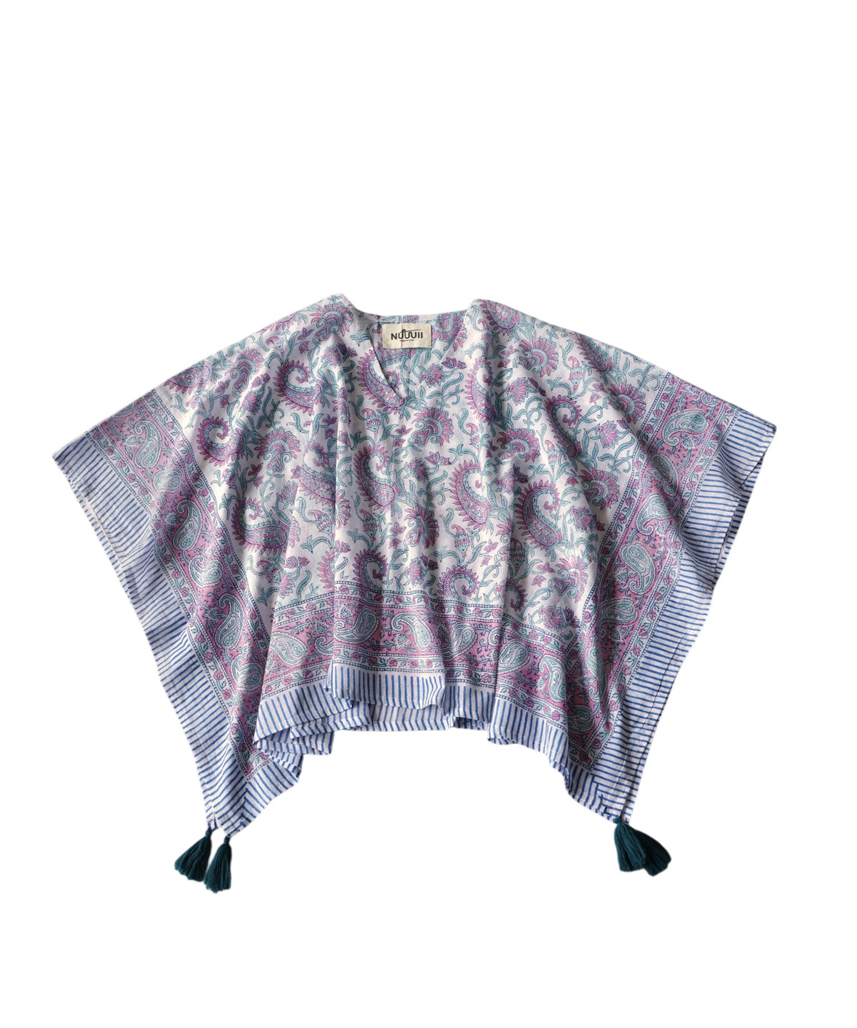 NUUUII All-Over Print, 100% Cotton, Paisley Pattern Poncho Blouse Ladies