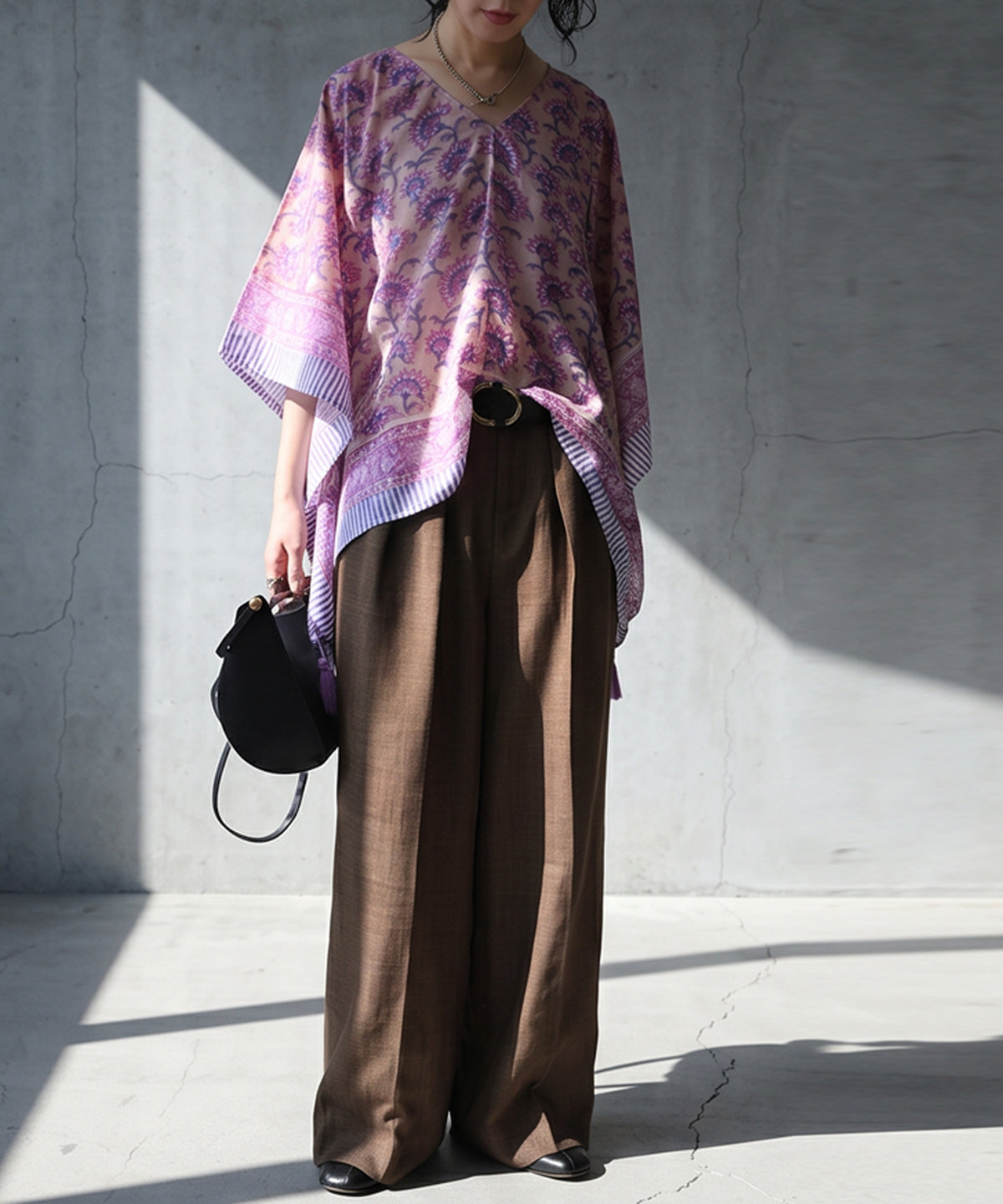 NUUUII All-Over Print, 100% Cotton, Paisley Pattern Poncho Blouse Ladies