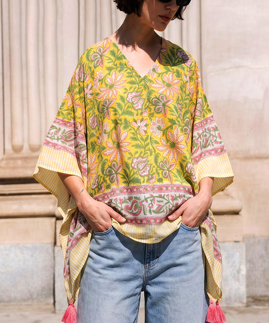 NUUUII All-Over Print, 100% Cotton, Paisley Pattern Poncho Blouse Ladies