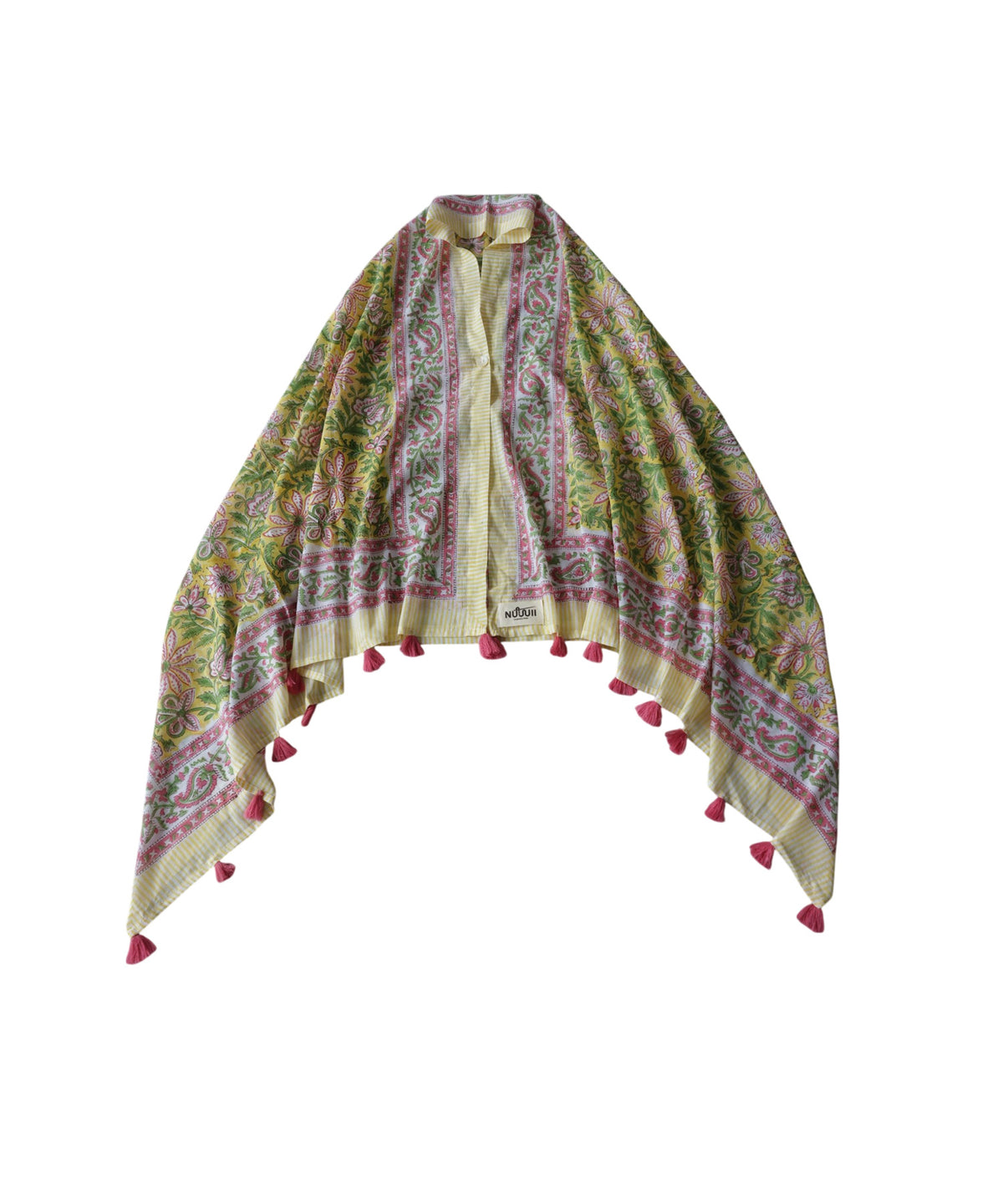 NUUUII Large-Size Botanical Print 100% Cotton Stole With Tassels Ladies