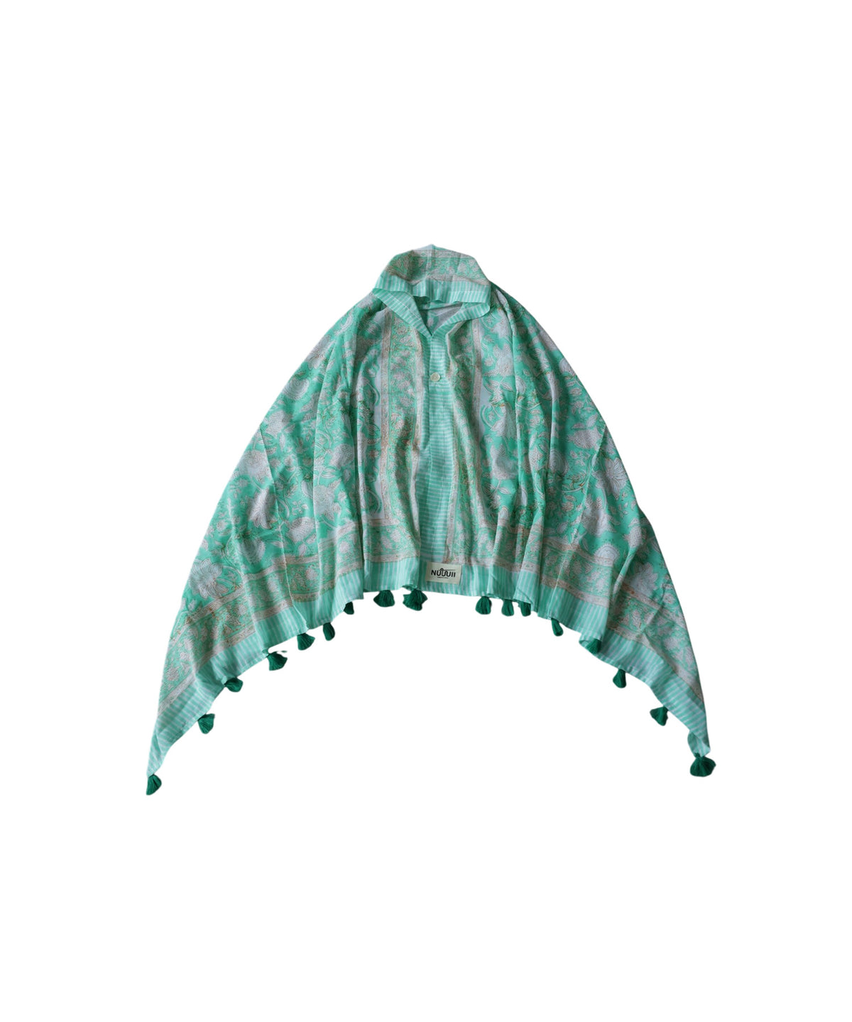 NUUUII Large-Size Botanical Print 100% Cotton Stole With Tassels Ladies