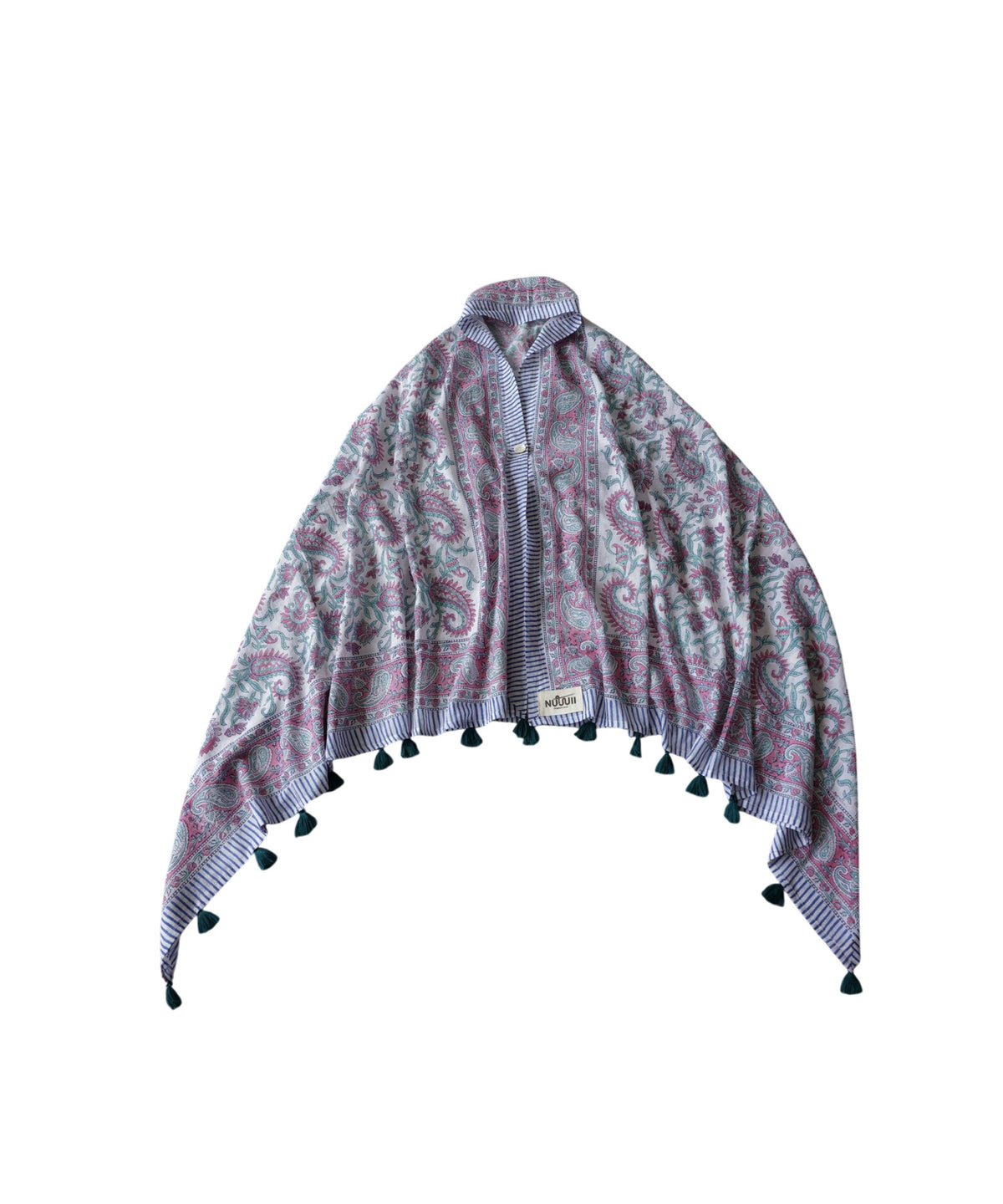 NUUUII Large-Size Botanical Print 100% Cotton Stole With Tassels Ladies