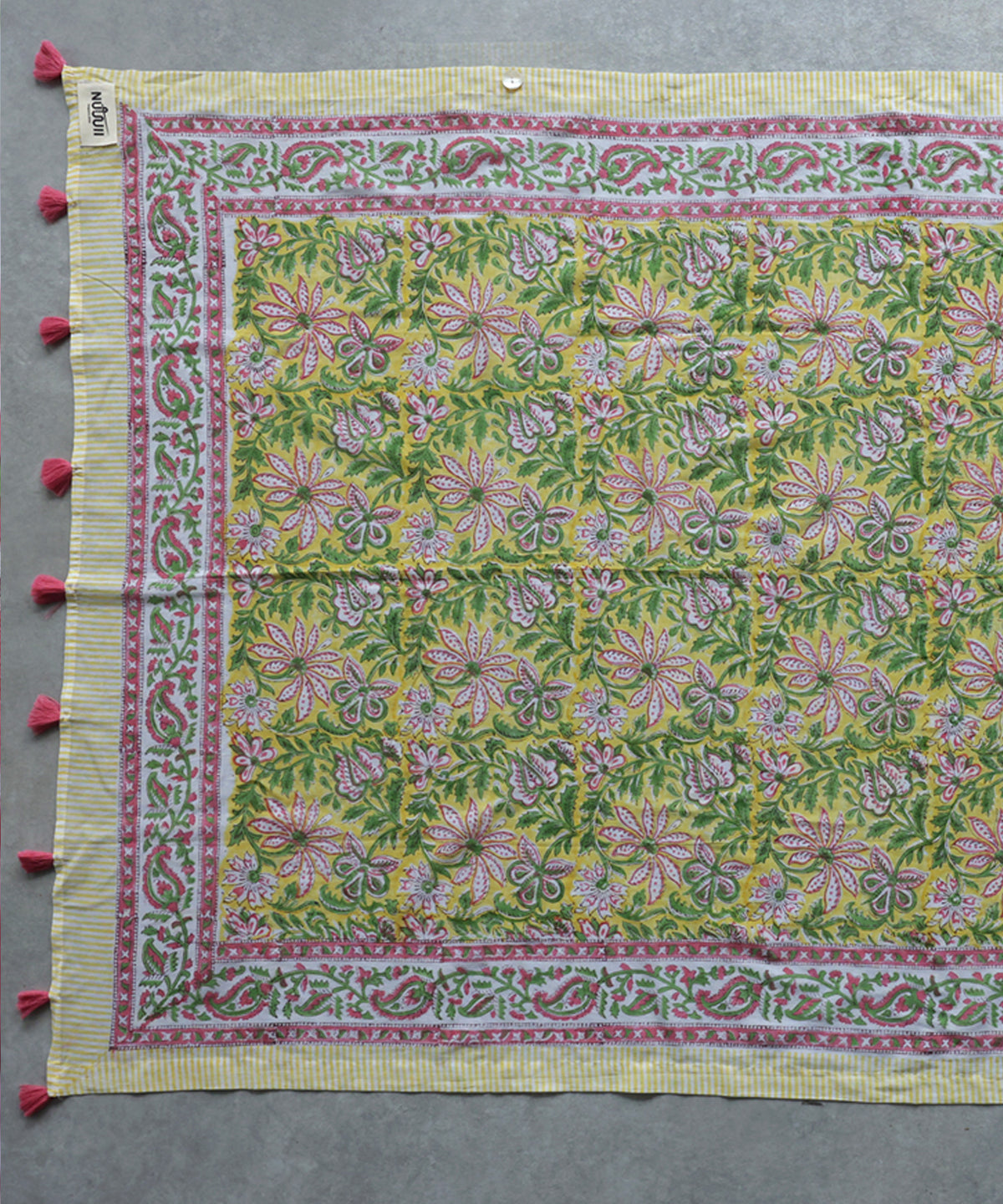 NUUUII Large-Size Botanical Print 100% Cotton Stole With Tassels Ladies