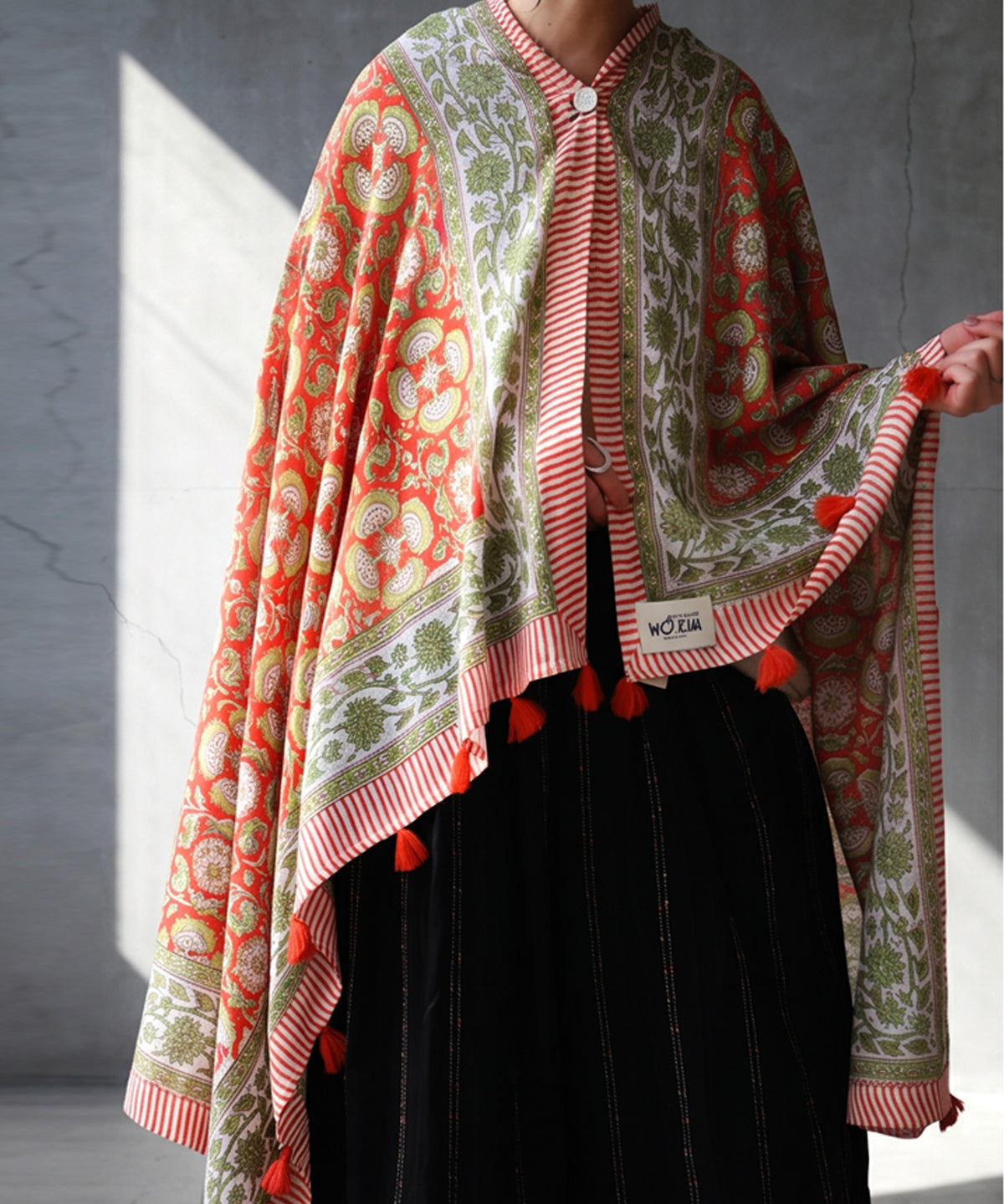 NUUUII Large-Size Botanical Print 100% Cotton Stole With Tassels Ladies