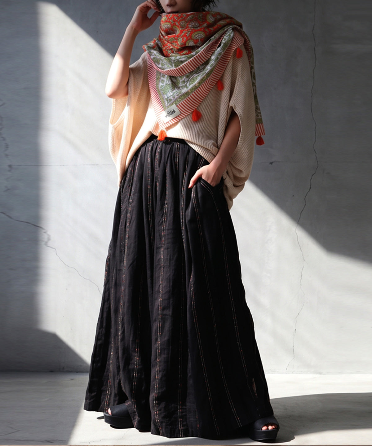 NUUUII Large-Size Botanical Print 100% Cotton Stole With Tassels Ladies