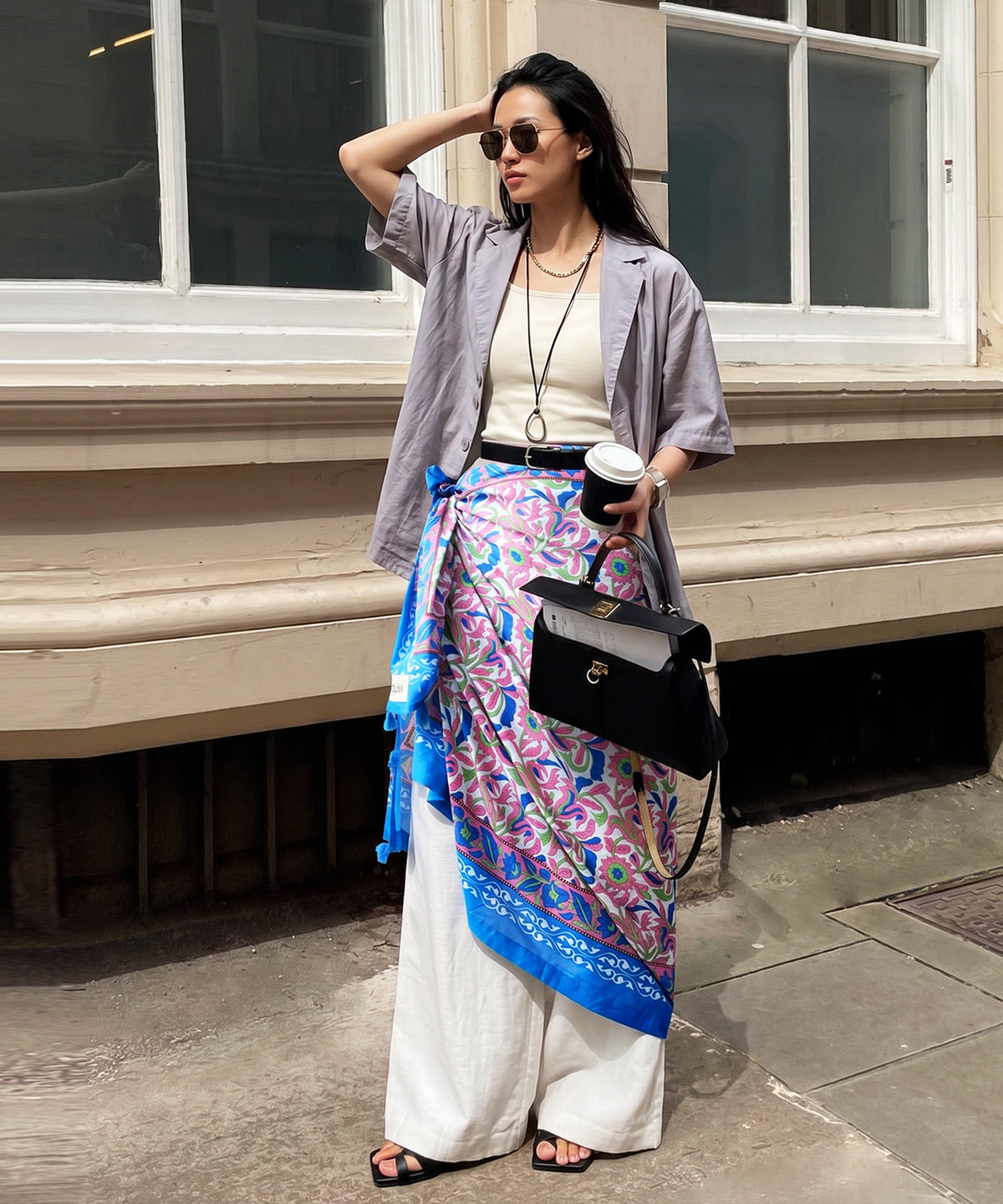 NUUUII Large-Size Botanical Print 100% Cotton Stole With Tassels Ladies