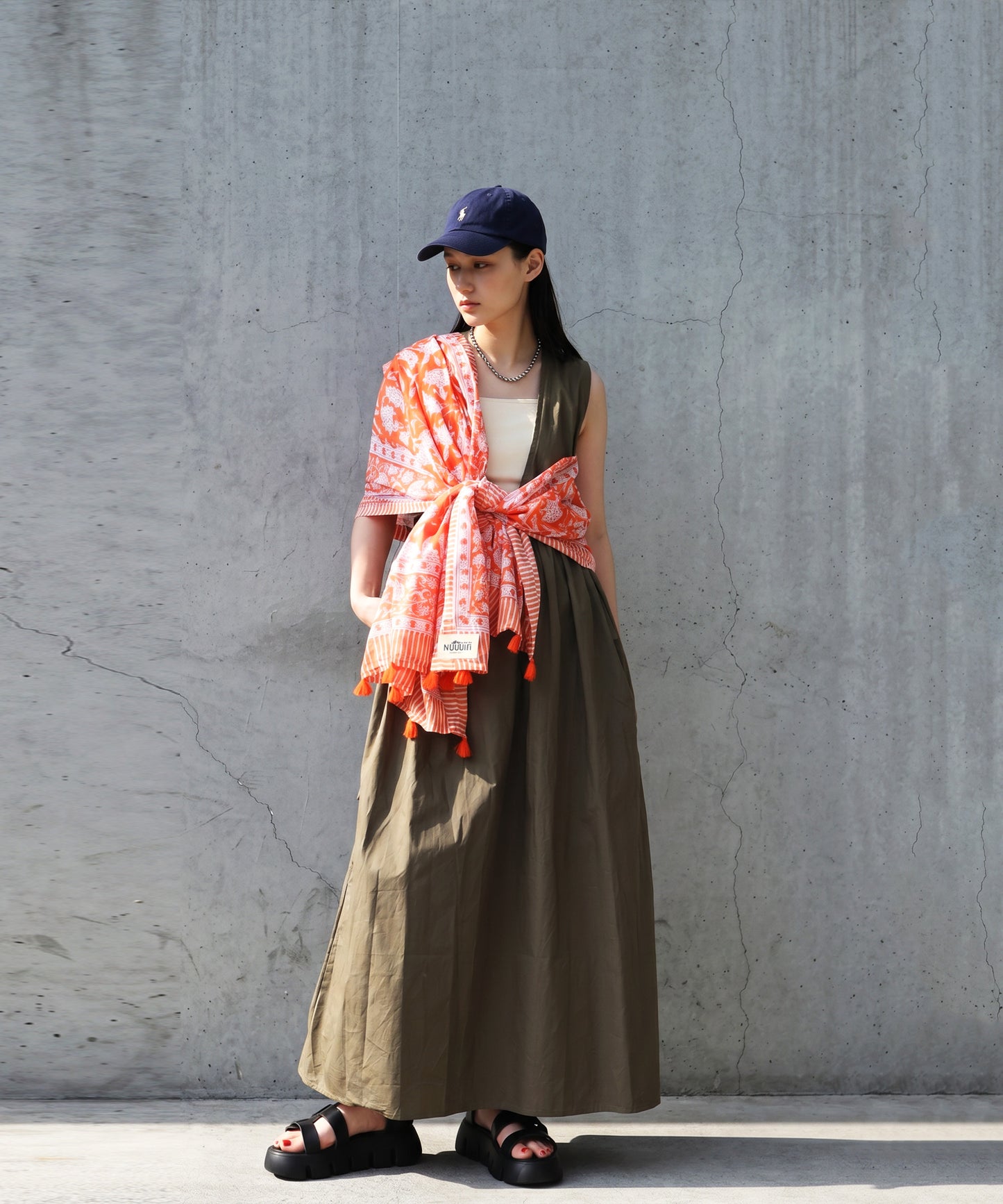 NUUUII Large-Size Botanical Print 100% Cotton Stole With Tassels Ladies