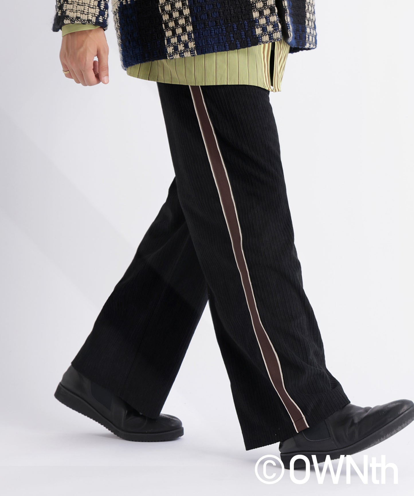 Side tape line corduroy track pants Unisex