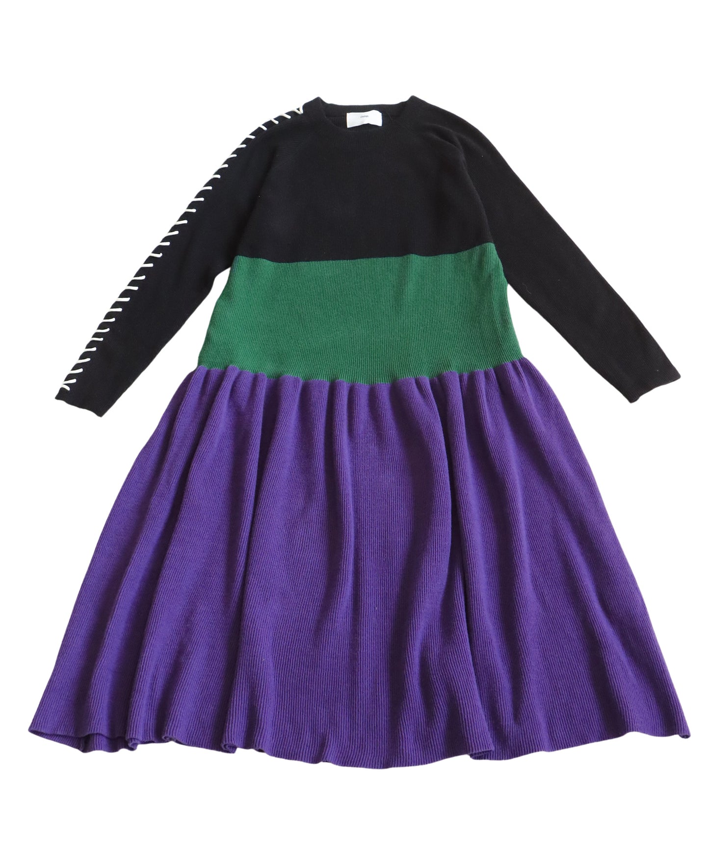 Sleeve Stitch Switching Knit Dress Ladies