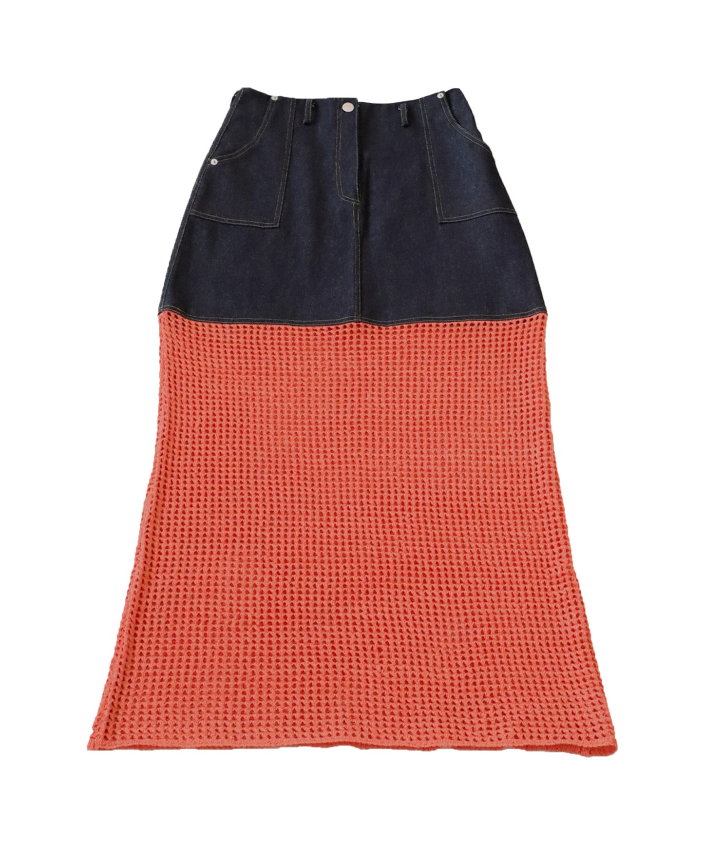 Knit docking denim skirt Ladies