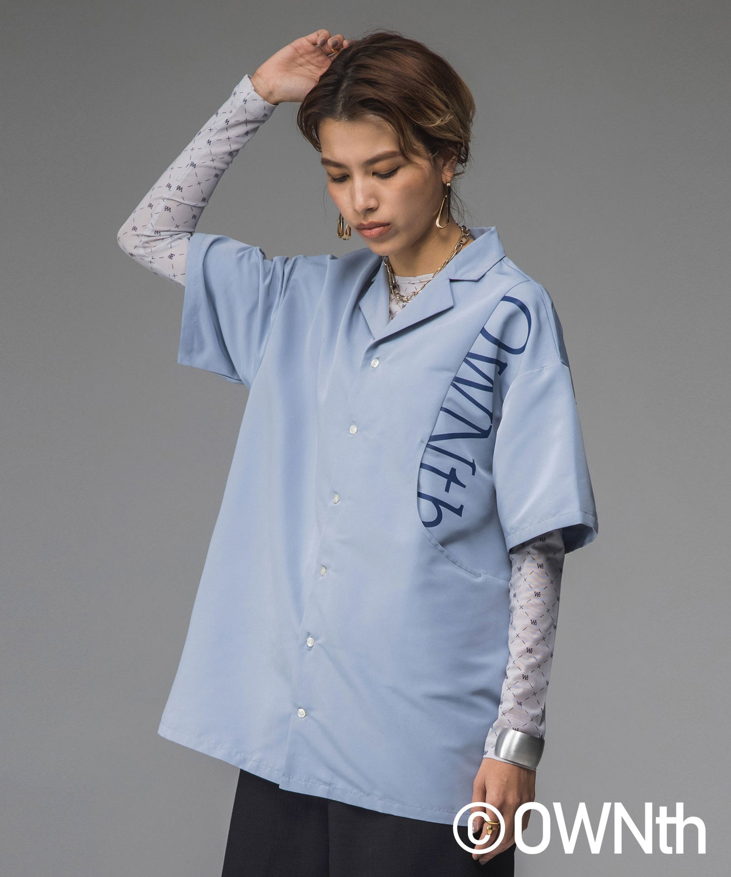 Logo print open color shirt Unisex