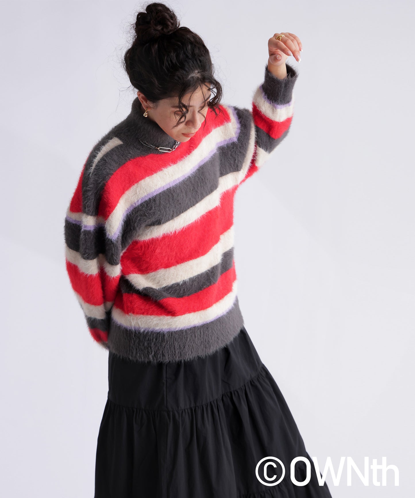 Shaggy Stripe Knit Vest Ladies