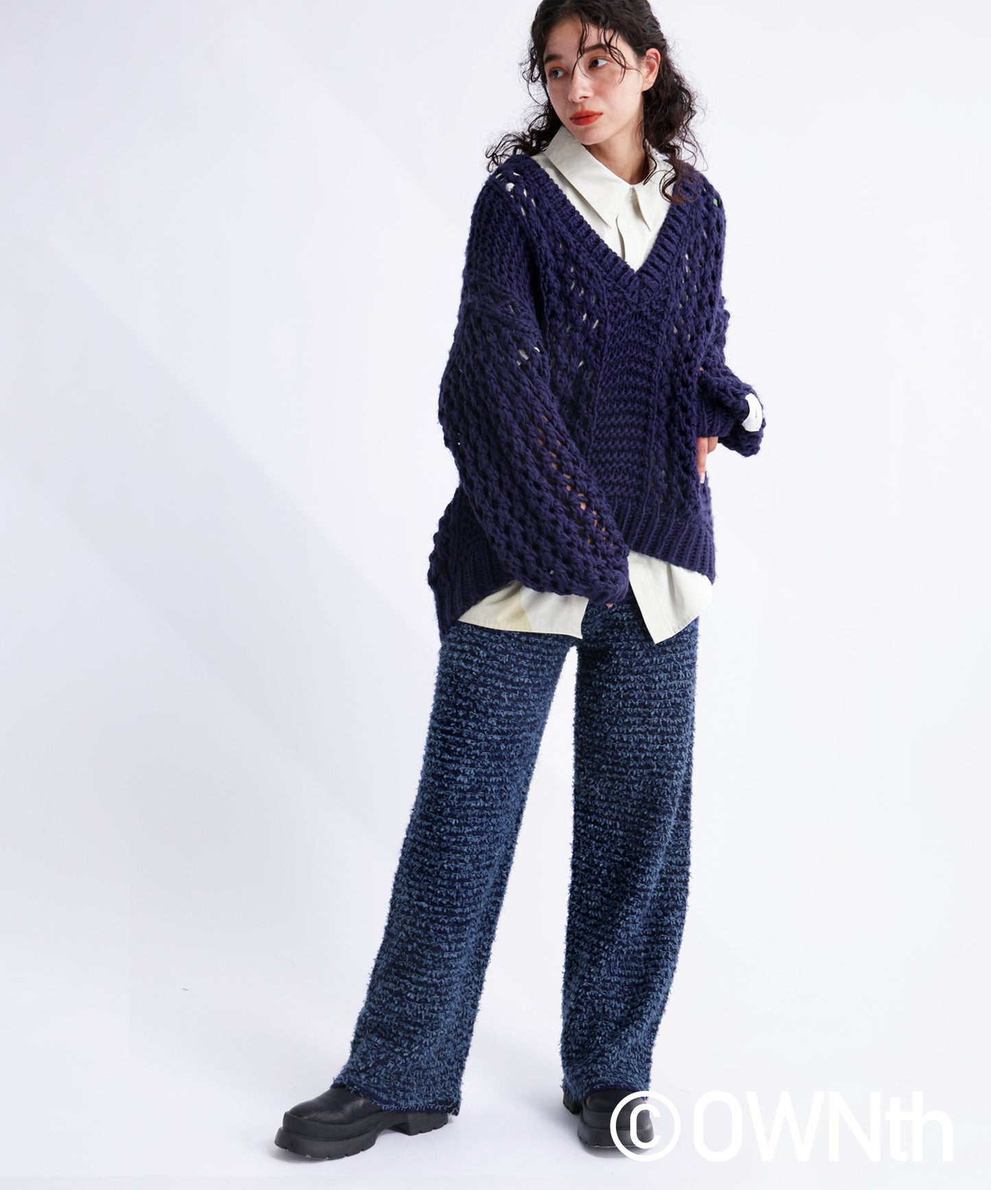 Tape Yarn Knit Pants Ladies