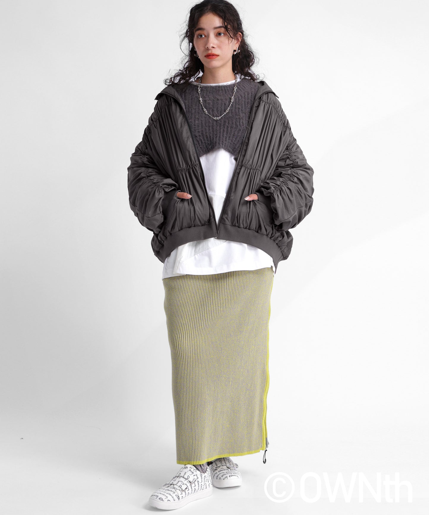 Gathered design full zip blouson Ladies