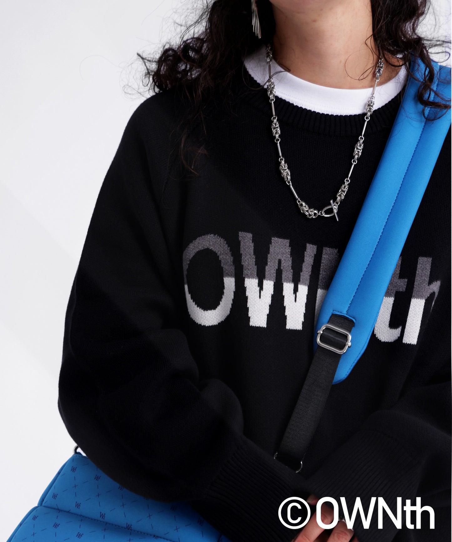 Double Jacquard "Ownth" Logo Knit Pullover Ladies