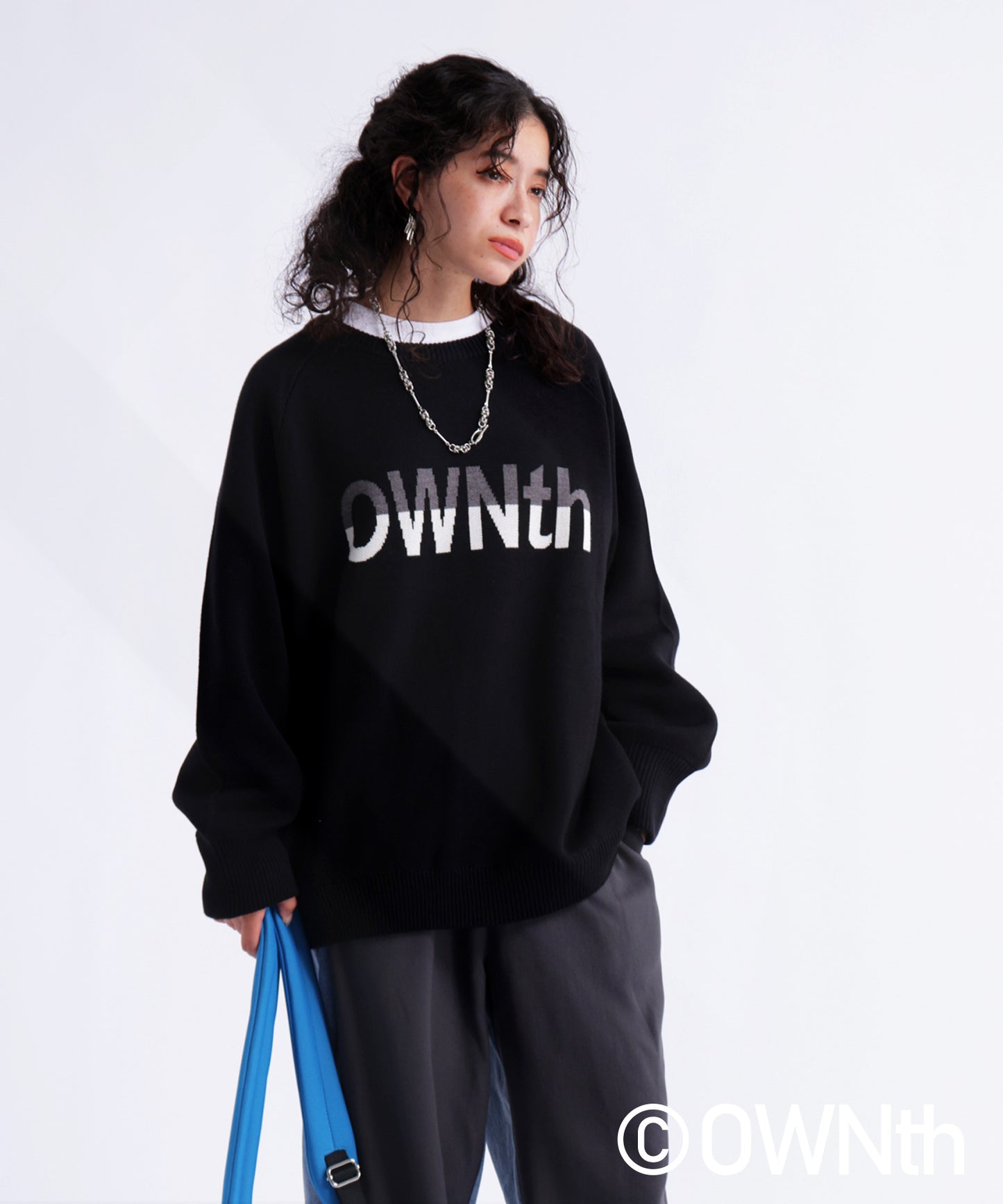 Double Jacquard "Ownth" Logo Knit Pullover Ladies