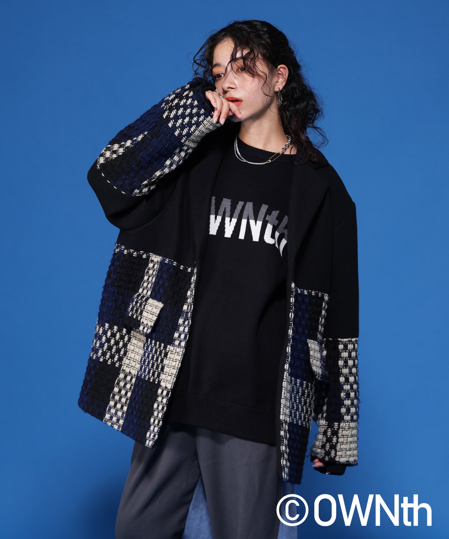 Double Jacquard "Ownth" Logo Knit Pullover Ladies