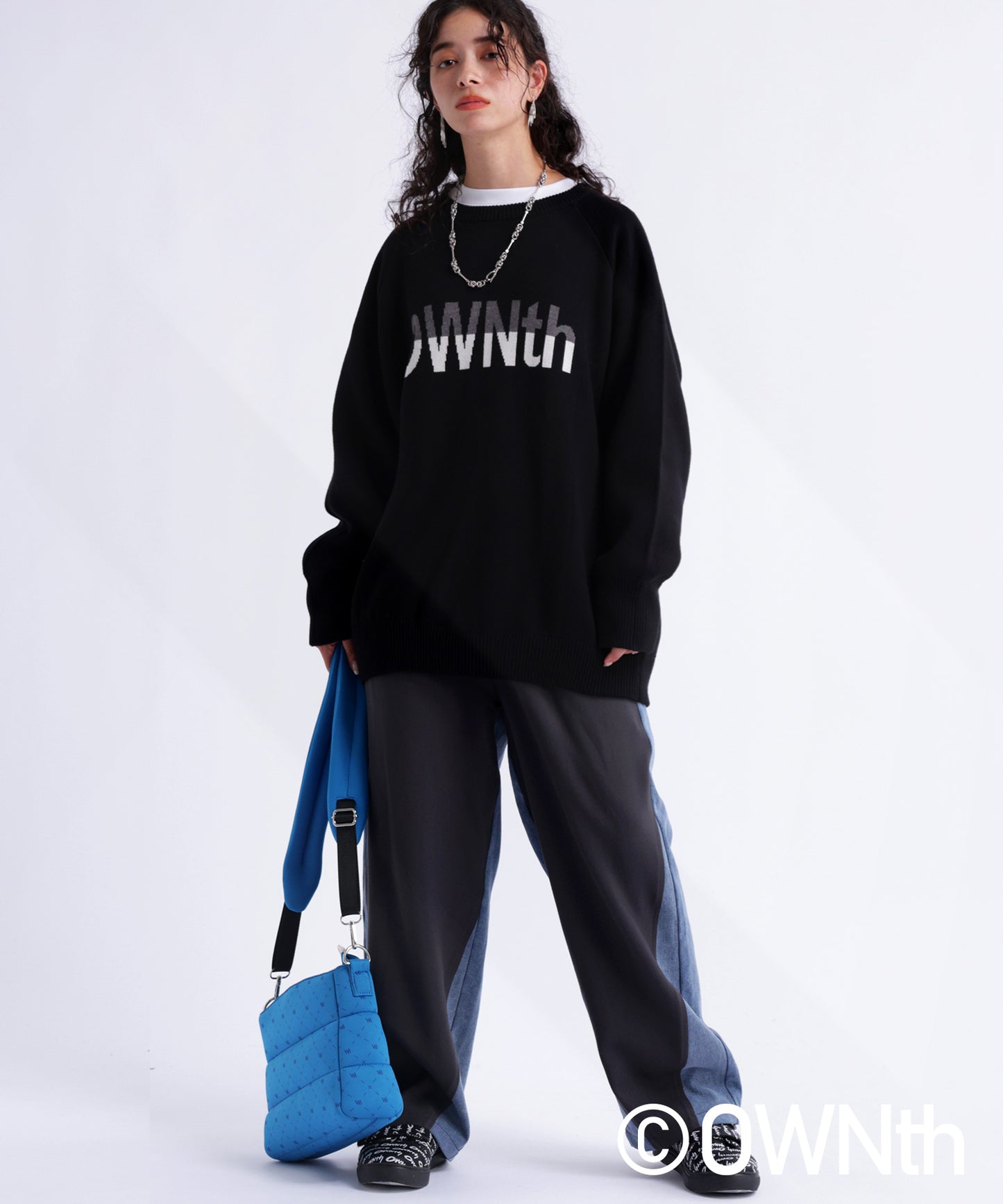 Double Jacquard "Ownth" Logo Knit Pullover Ladies