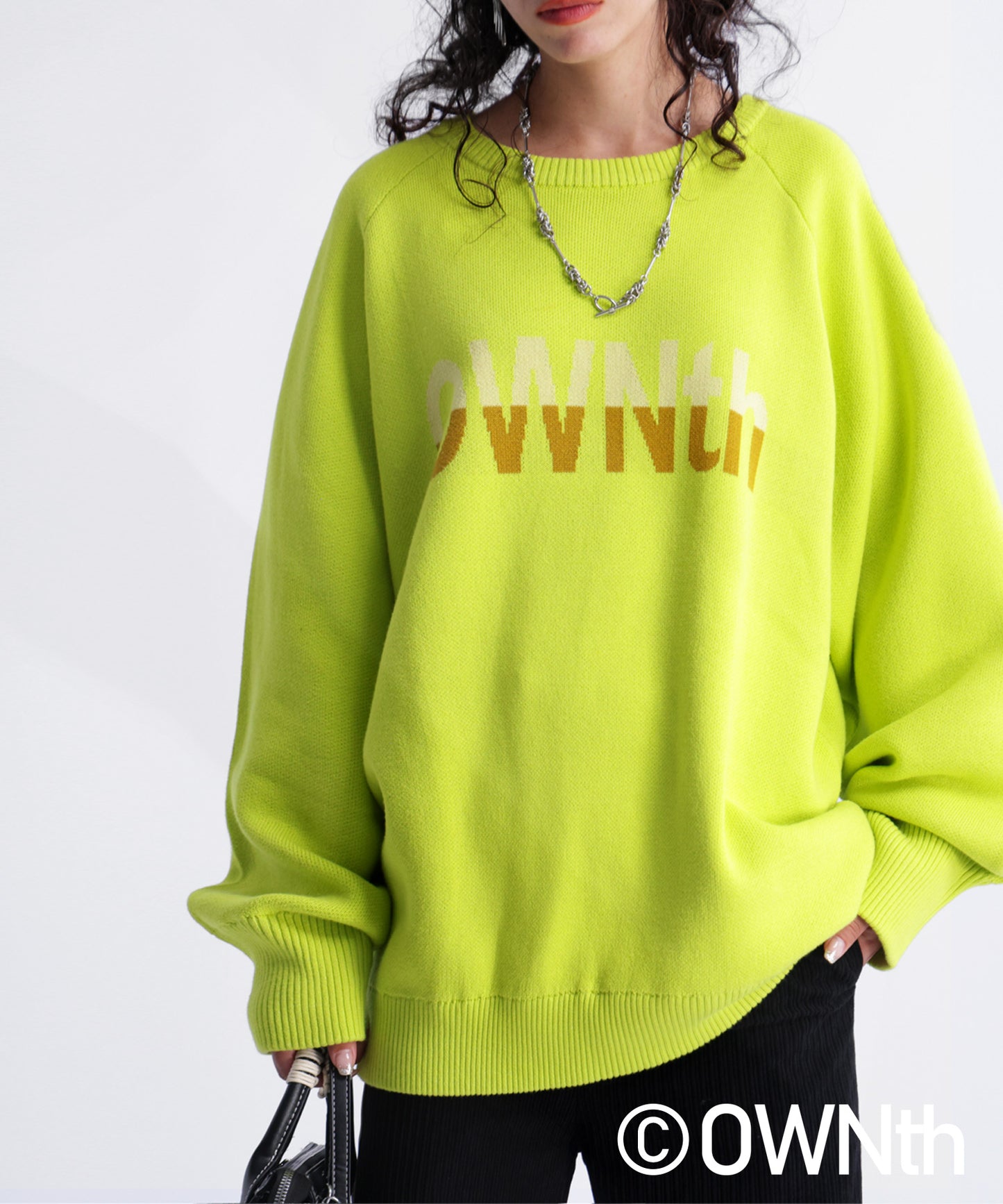 Double Jacquard "Ownth" Logo Knit Pullover Ladies