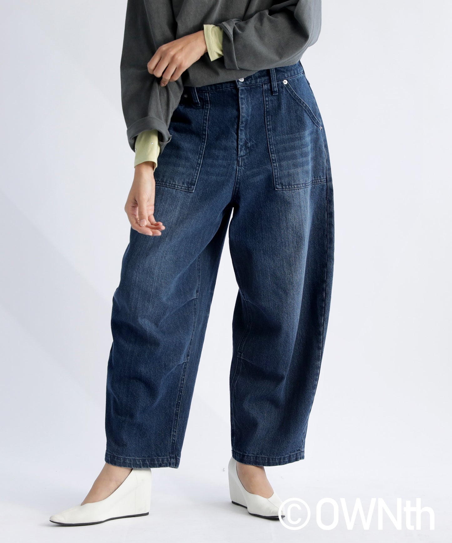 OWNth Back Embroidery Denim Balloon Pants Unisex